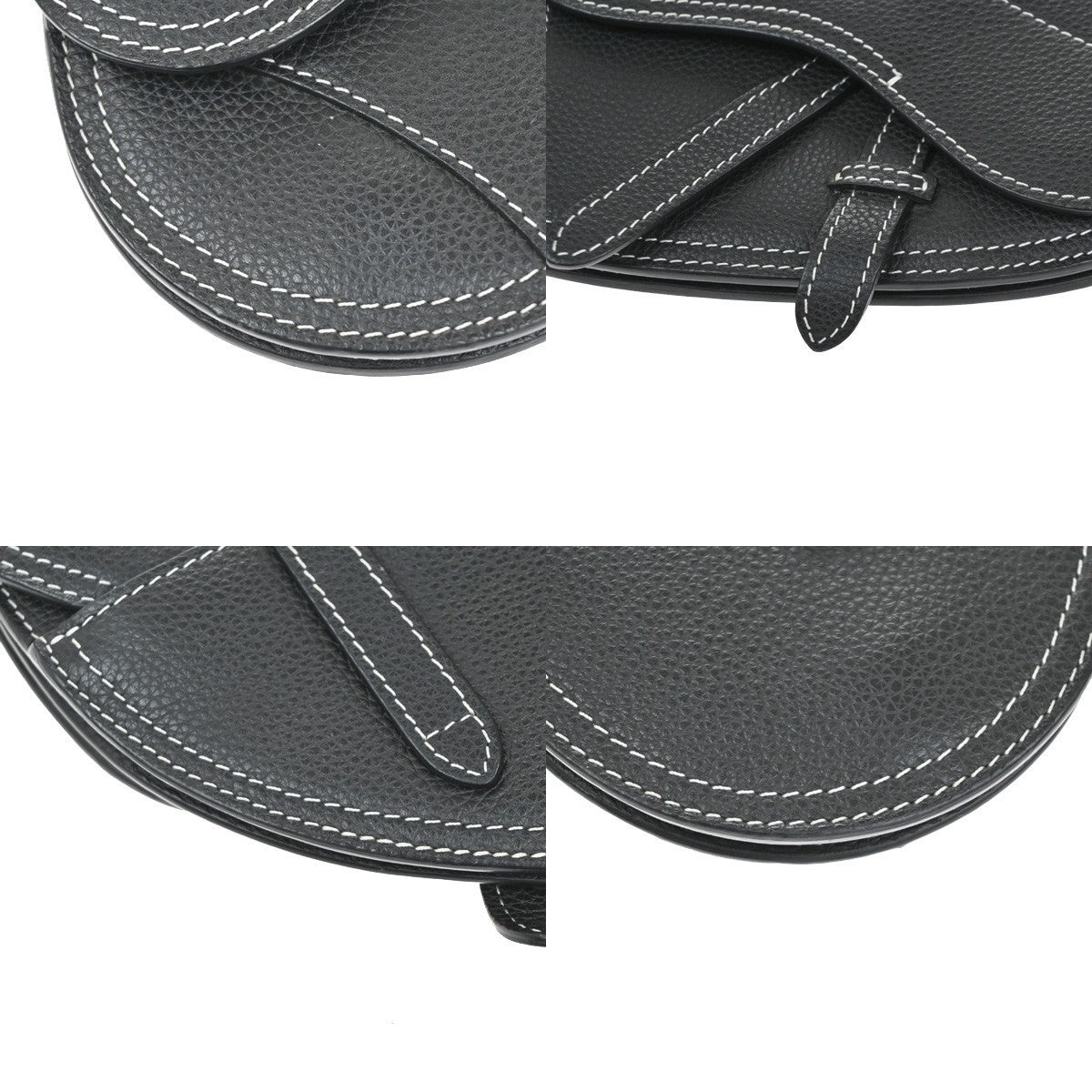 CHRISTIAN DIOR CD Logo Saddle Mini Pouch Bag Leather Black SHW 18TA508