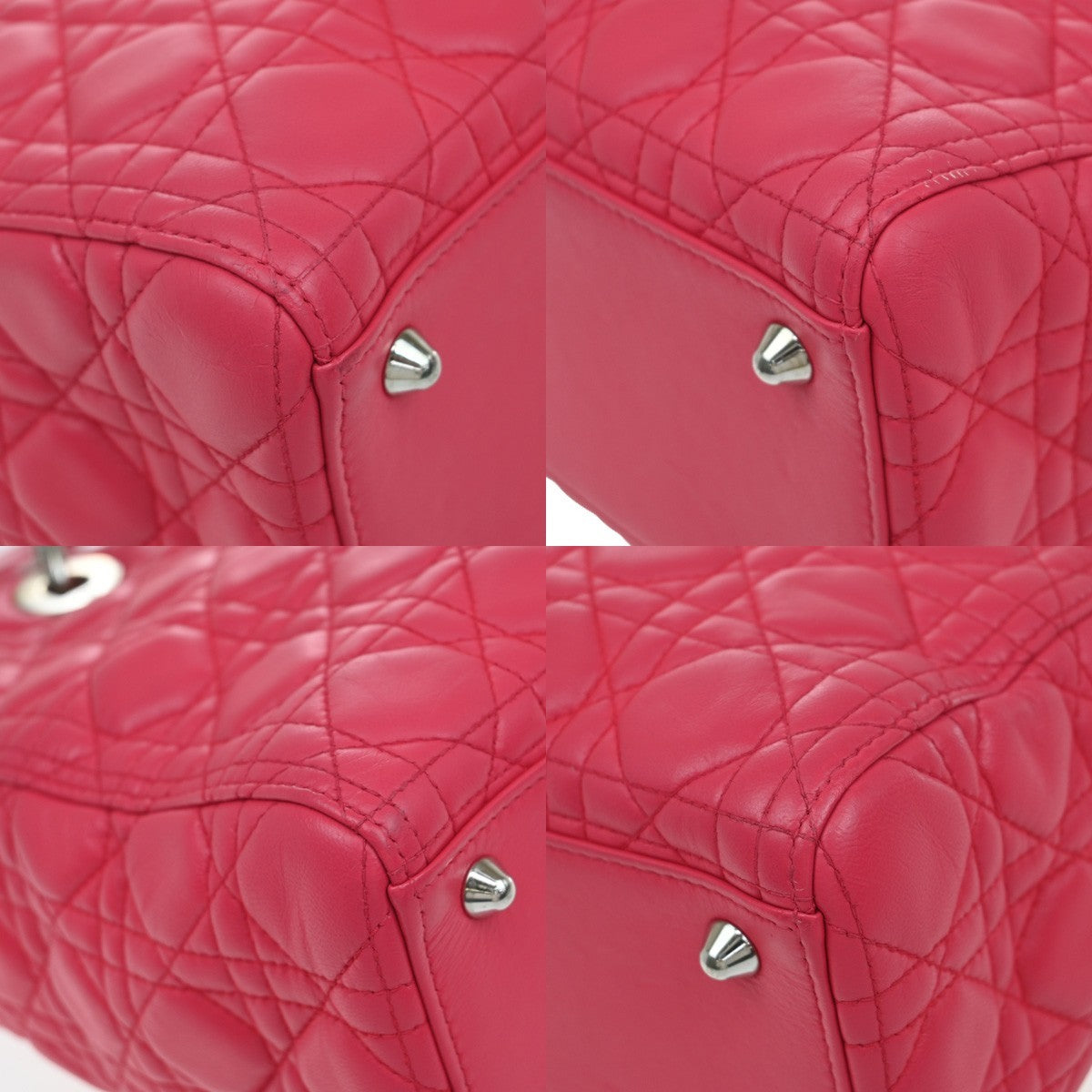 CHRISTIAN DIOR Lady Cannage 2Way Shoulder Hand Bag Leather Pink SHW 683RF675