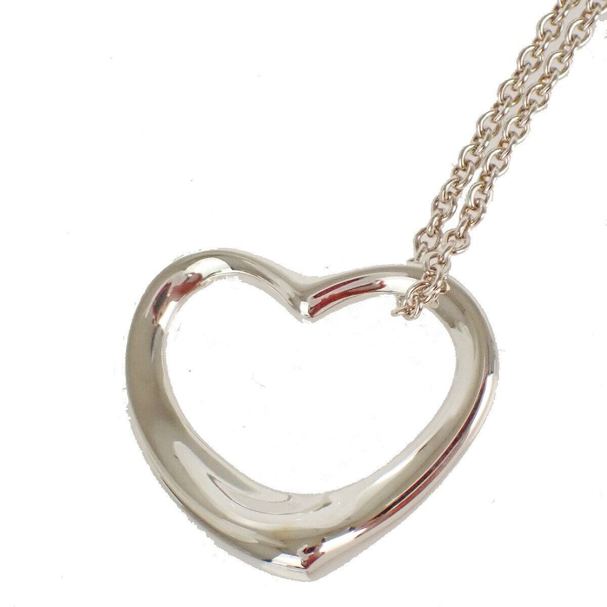 TIFFANY & CO. Open Heart 22mm Necklace Silver 925 Elsa Peretti Accessory 01MZ861