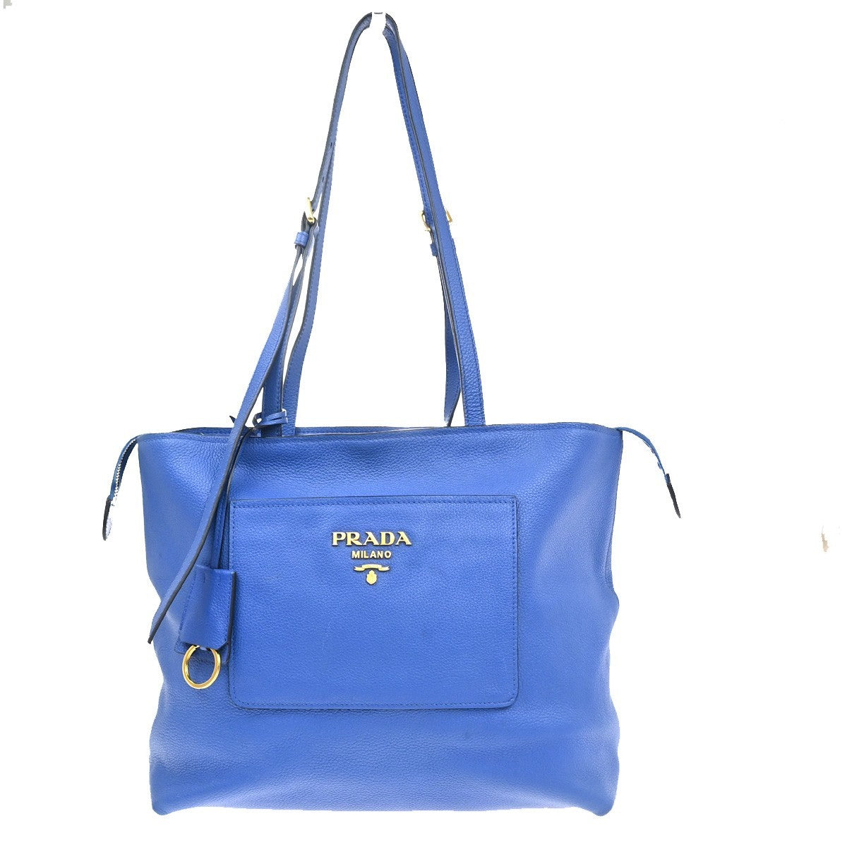 PRADA Logo Shoulder Hand Bag Vitello Daino Leather Blue GHW Italy 11MA501