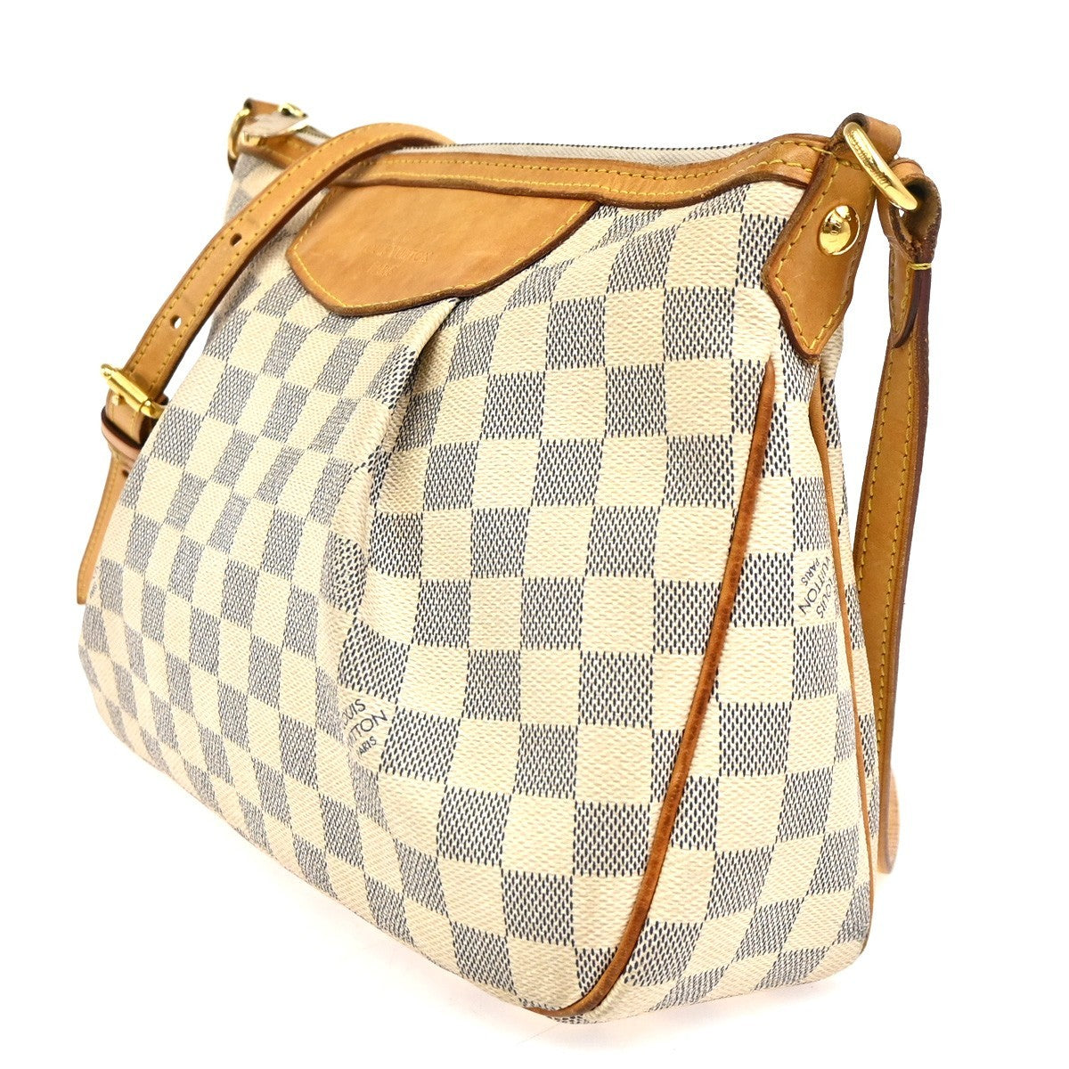 LOUIS VUITTON Totally PM Shoulder Bag Damier Azur Leather White N51261 14TA675