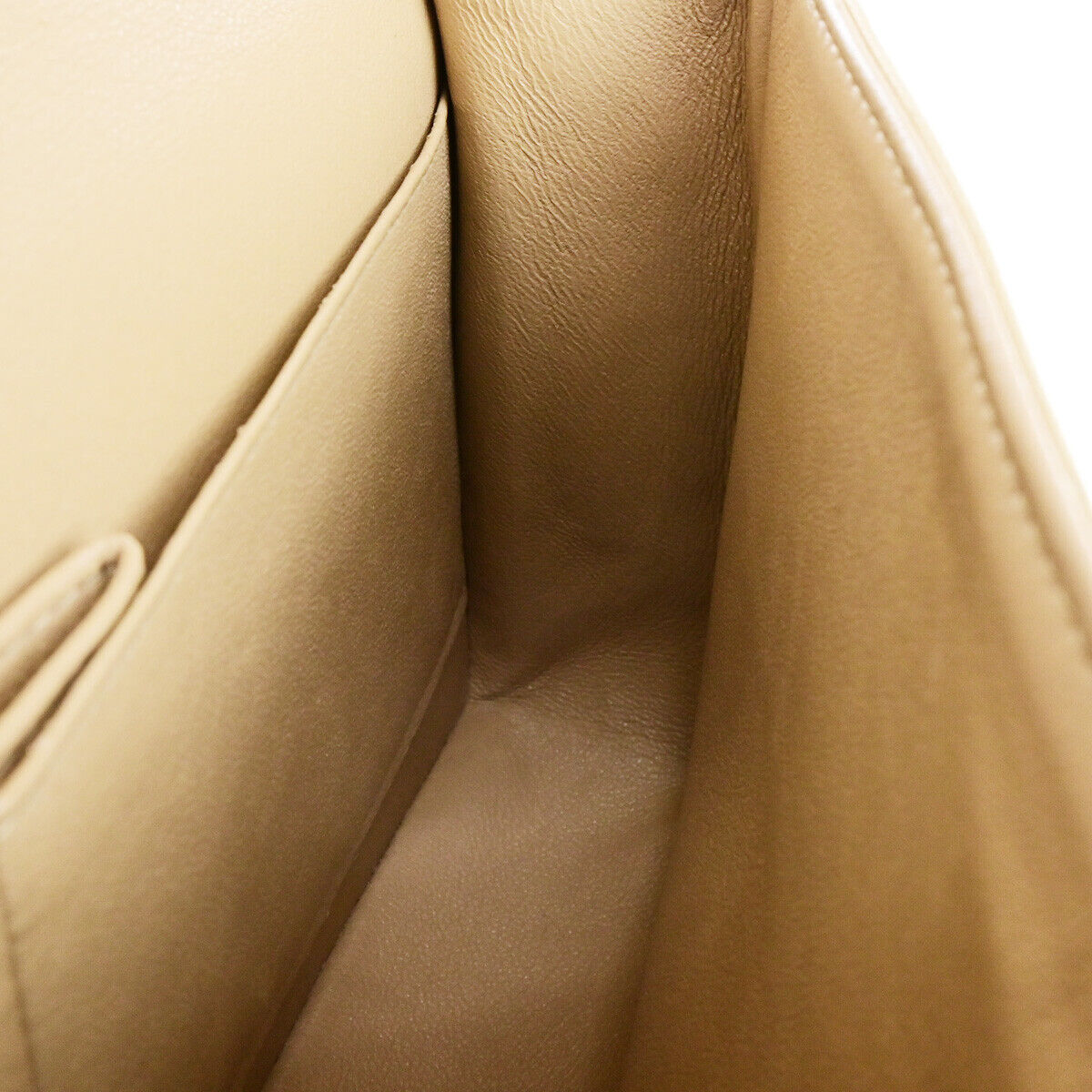 CHANEL CC Matelasse 25 Double Flap Chain Shoulder Bag Leather Beige GHW 652RK742