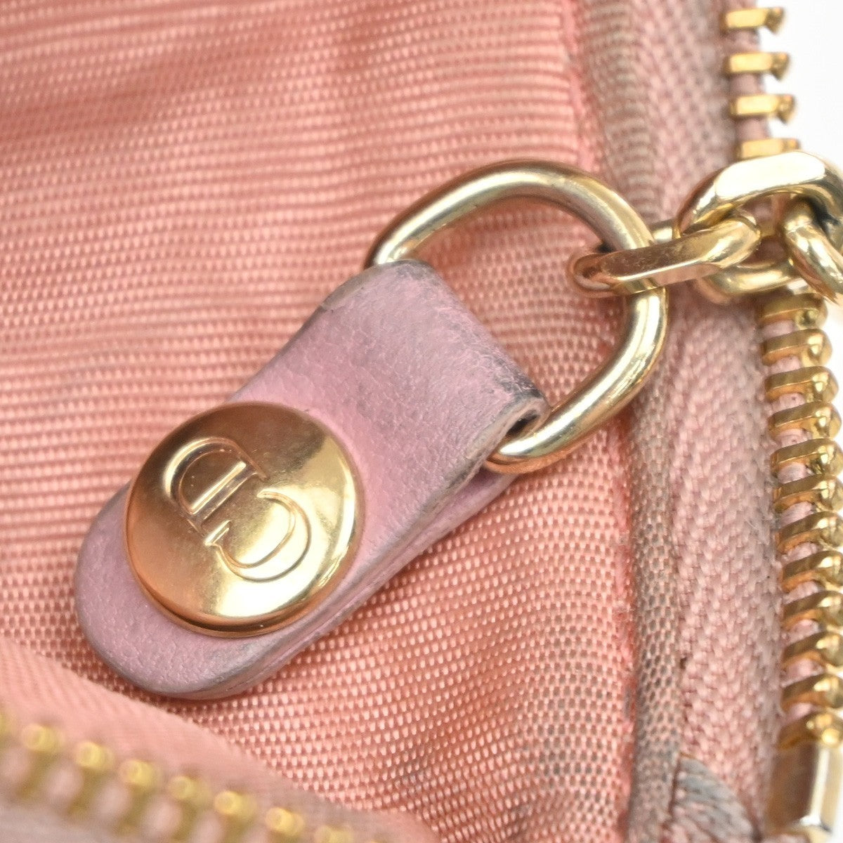 CHRISTIAN DIOR Logo Lady Cannage Coin Case Wallet Leather Pink GHW Italy 68MA622