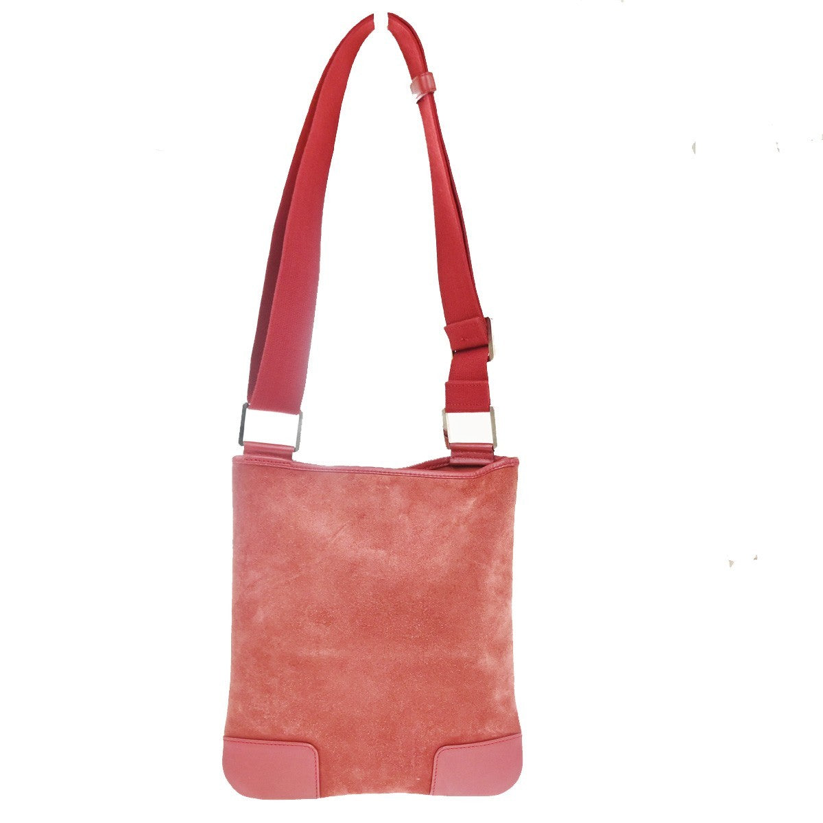 LOEWE Logo Anagram Crossbody Shoulder Bag Suede Leather Red SHW Spain 34KD045