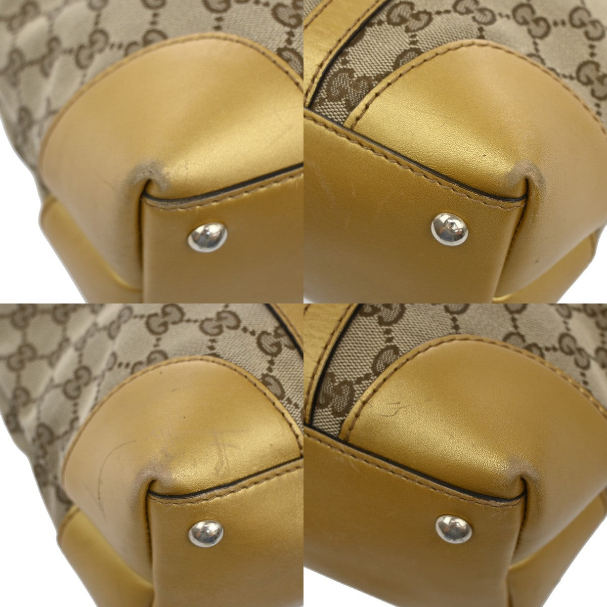 GUCCI GG Pattern Hand Bag Canvas Leather Heart-Shaped GG Charms Italy 39CA073