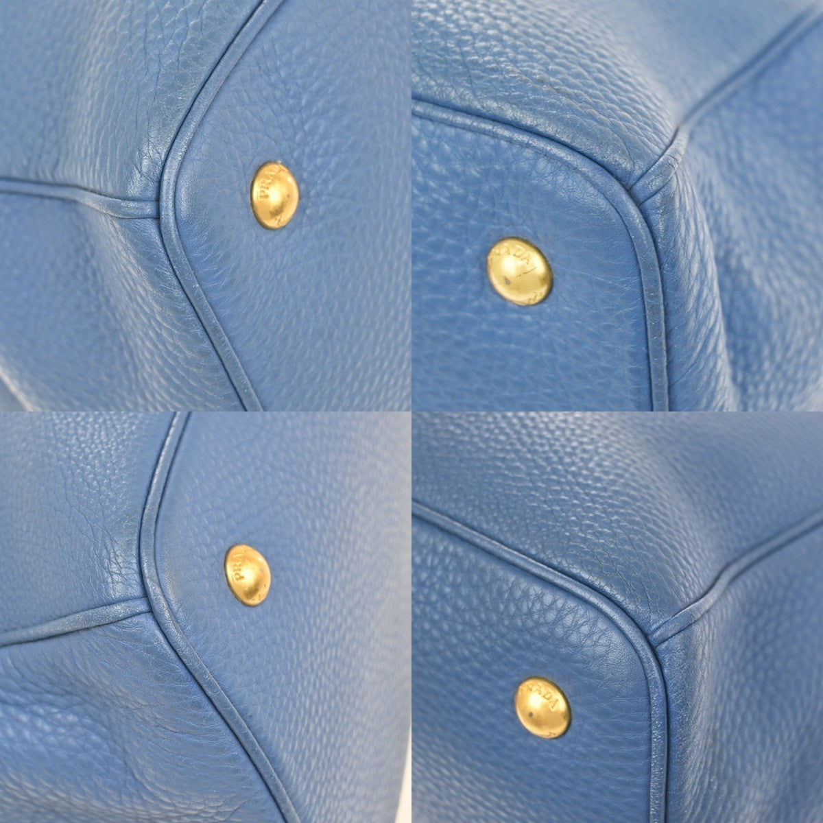 PRADA Logo 2Way Shoulder Hand Bag Vitello Daino Leather Blue GHW Italy 18YJ205
