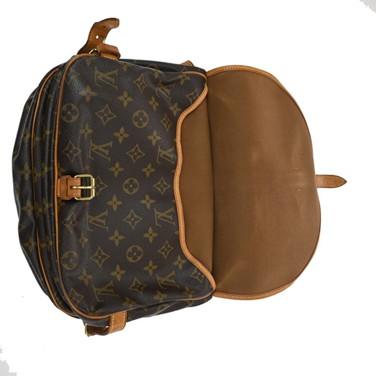LOUIS VUITTON Logo Saumur 30 Shoulder Bag Monogram Leather Brown M42256 18TA325