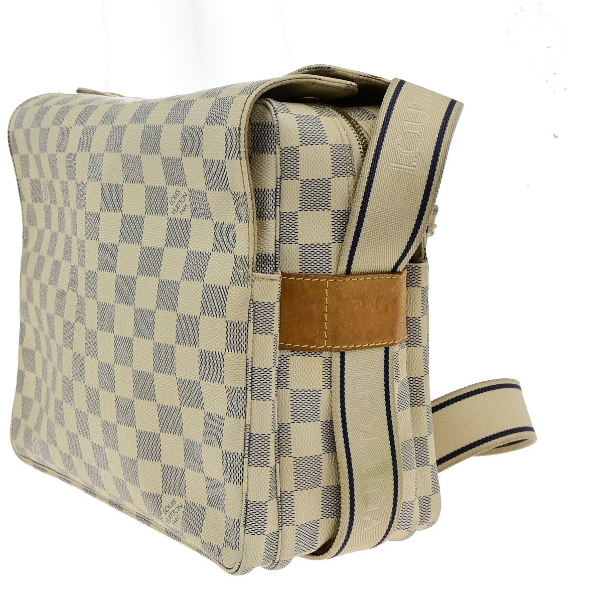 LOUIS VUITTON Naviglio Shoulder Bag Damier Azur Leather White N51189 84YH092