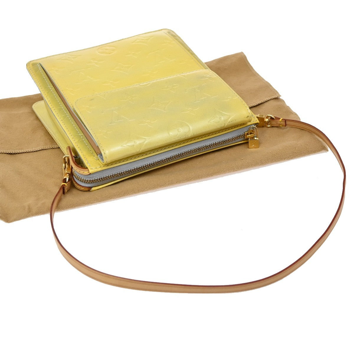 LOUIS VUITTON Mott Shoulder Bag Monogram Vernis Lime Yellow M91059 63KB273