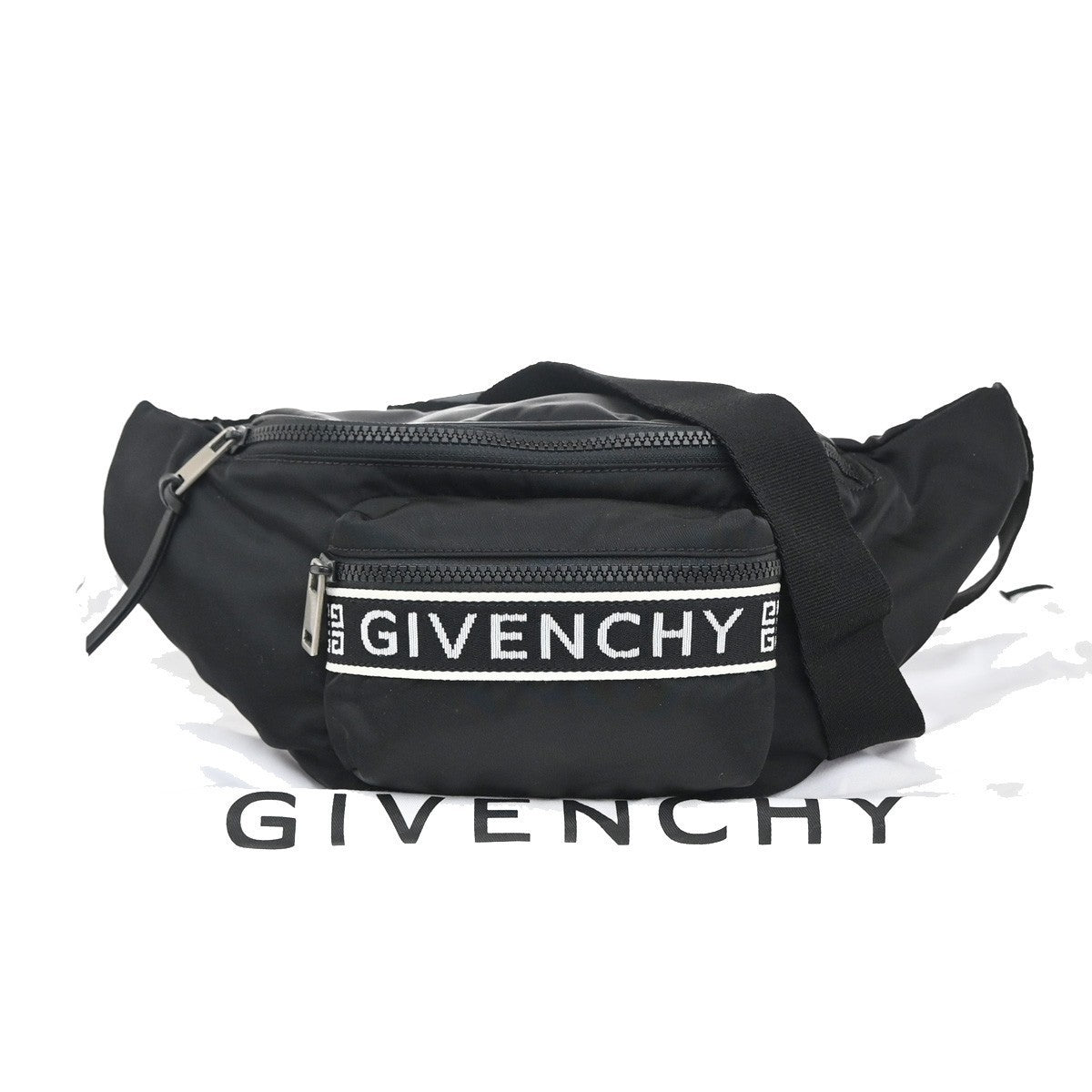 GIVENCHY Logo Bum Body Bag Canvas Leather Black Romania 34MA172