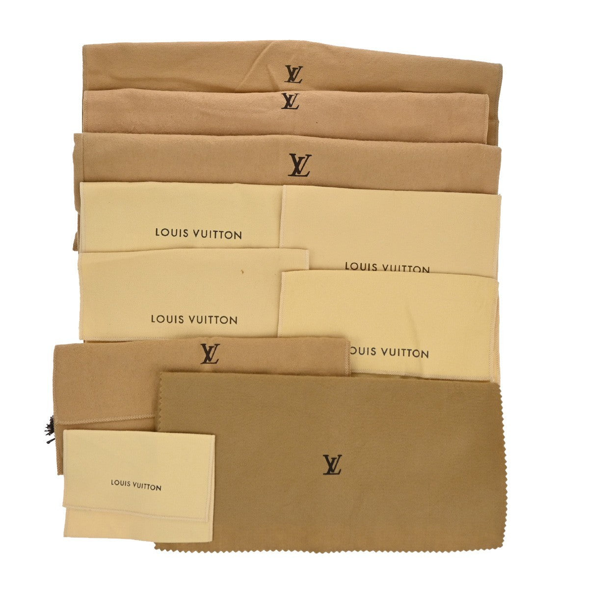 LOUIS VUITTON Logo 10 Set Dust Bag Drawstring Canvas Cotton Beige Brown 09KP229