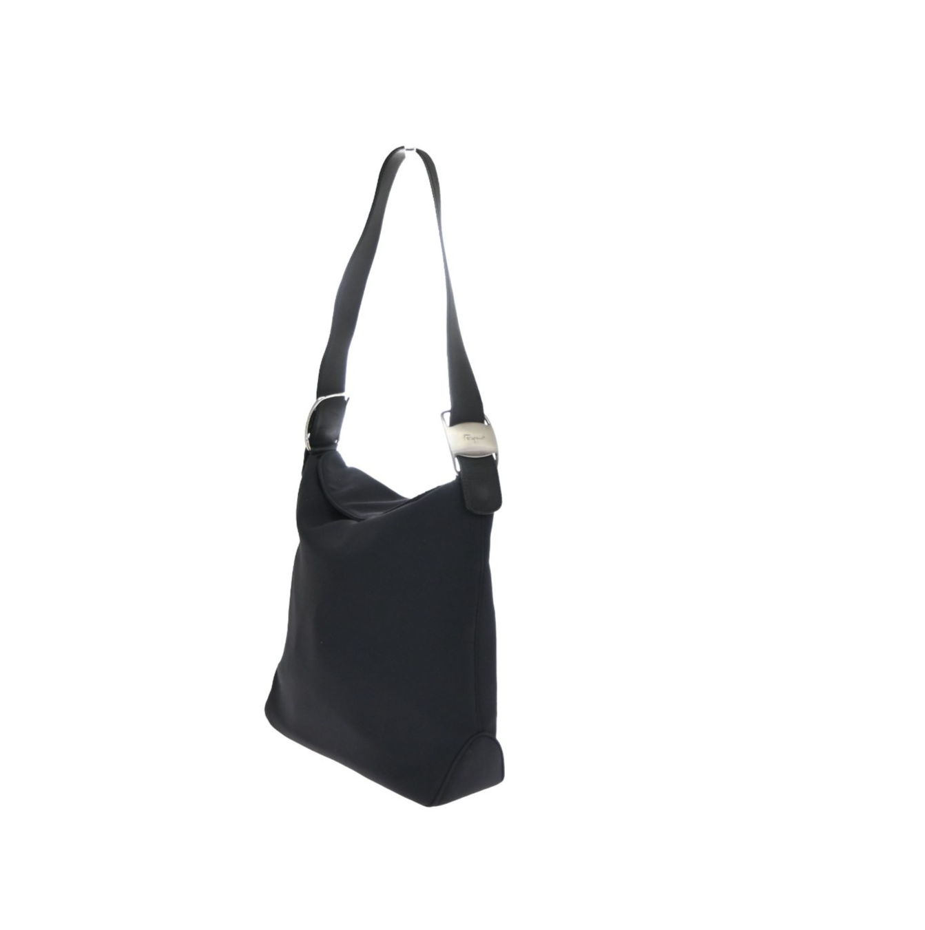 SALVATORE FERRAGAMO Logo Vara Tote Shoulder Bag Nylon Leather Black 67KD068