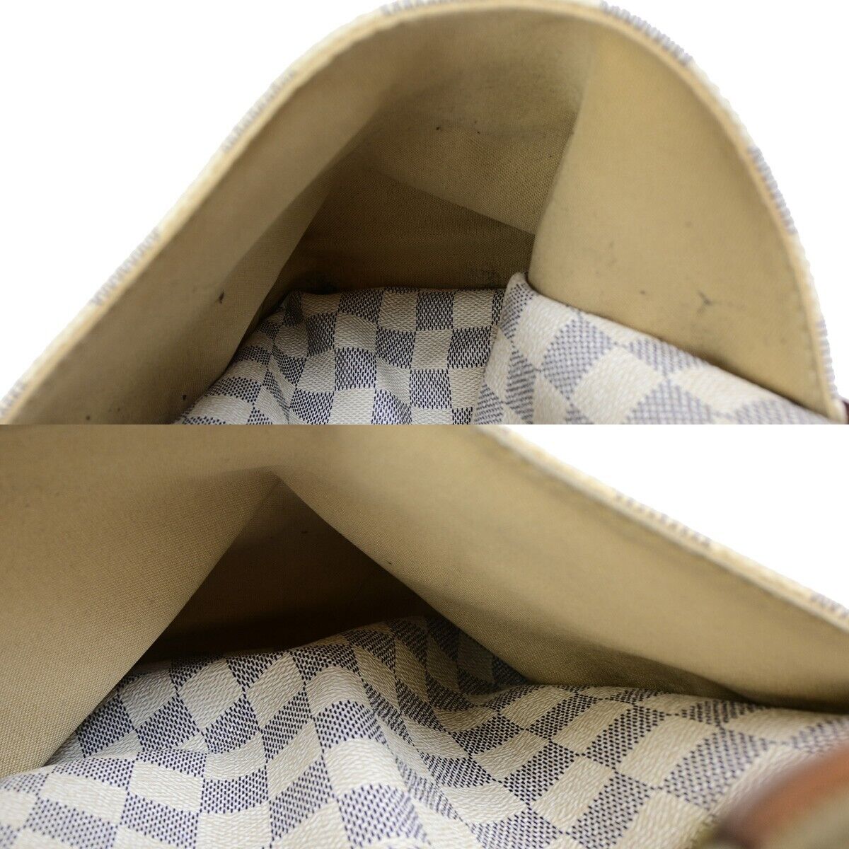 LOUIS VUITTON Totally MM Shoulder Bag Damier Azur Leather White N51262 83EB760