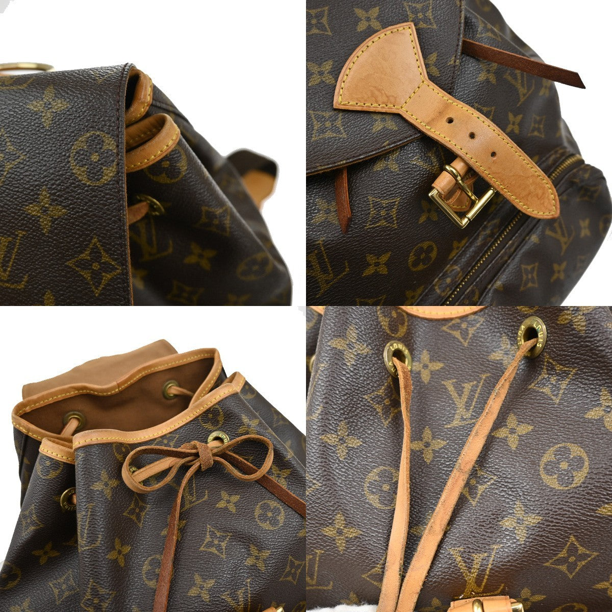 LOUIS VUITTON Montsouris GM Backpack Bag Monogram Leather Brown M51135 96EF833