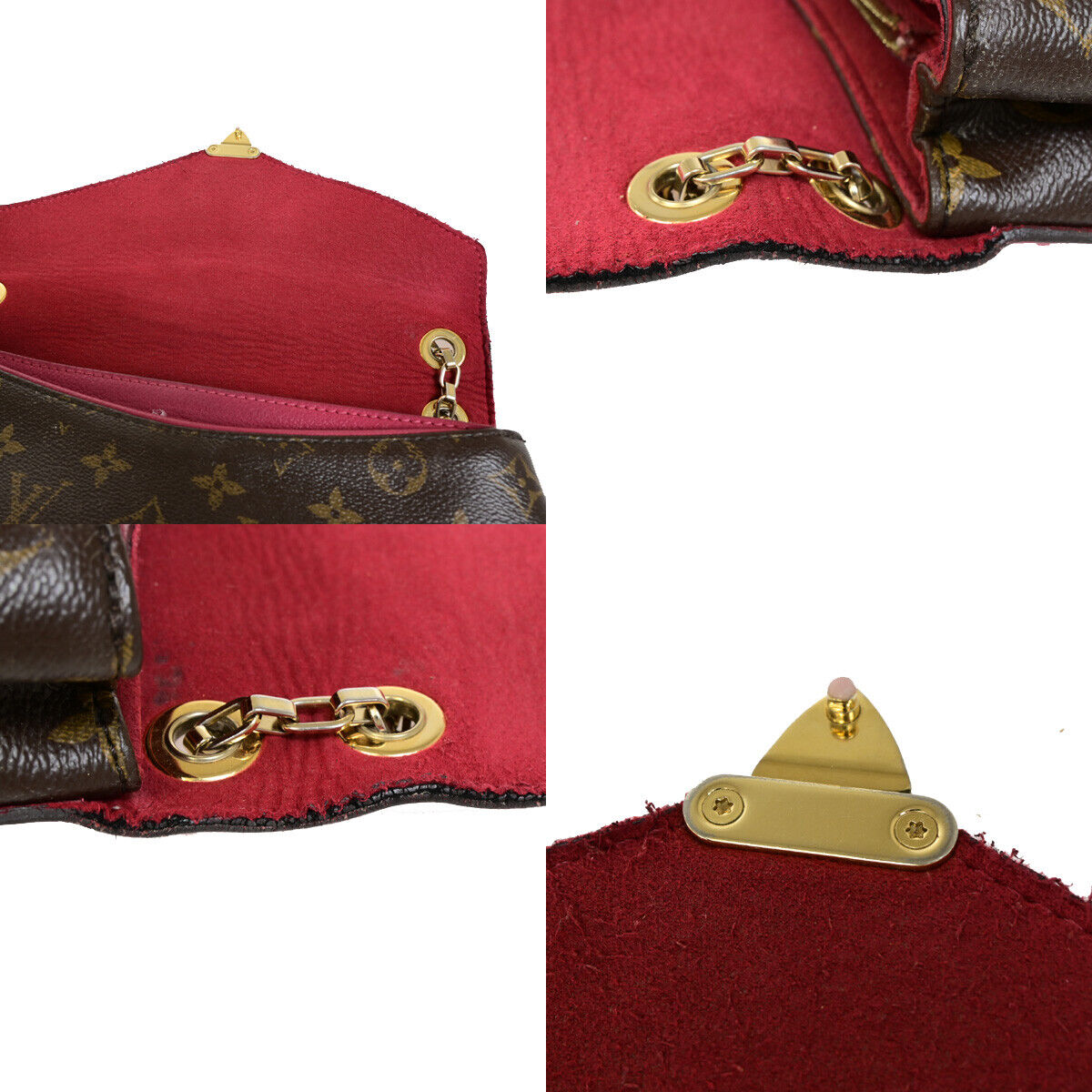 LOUIS VUITTON Pallas Chain Shoulder Bag Monogram Leather Cerise M41201 70YF618