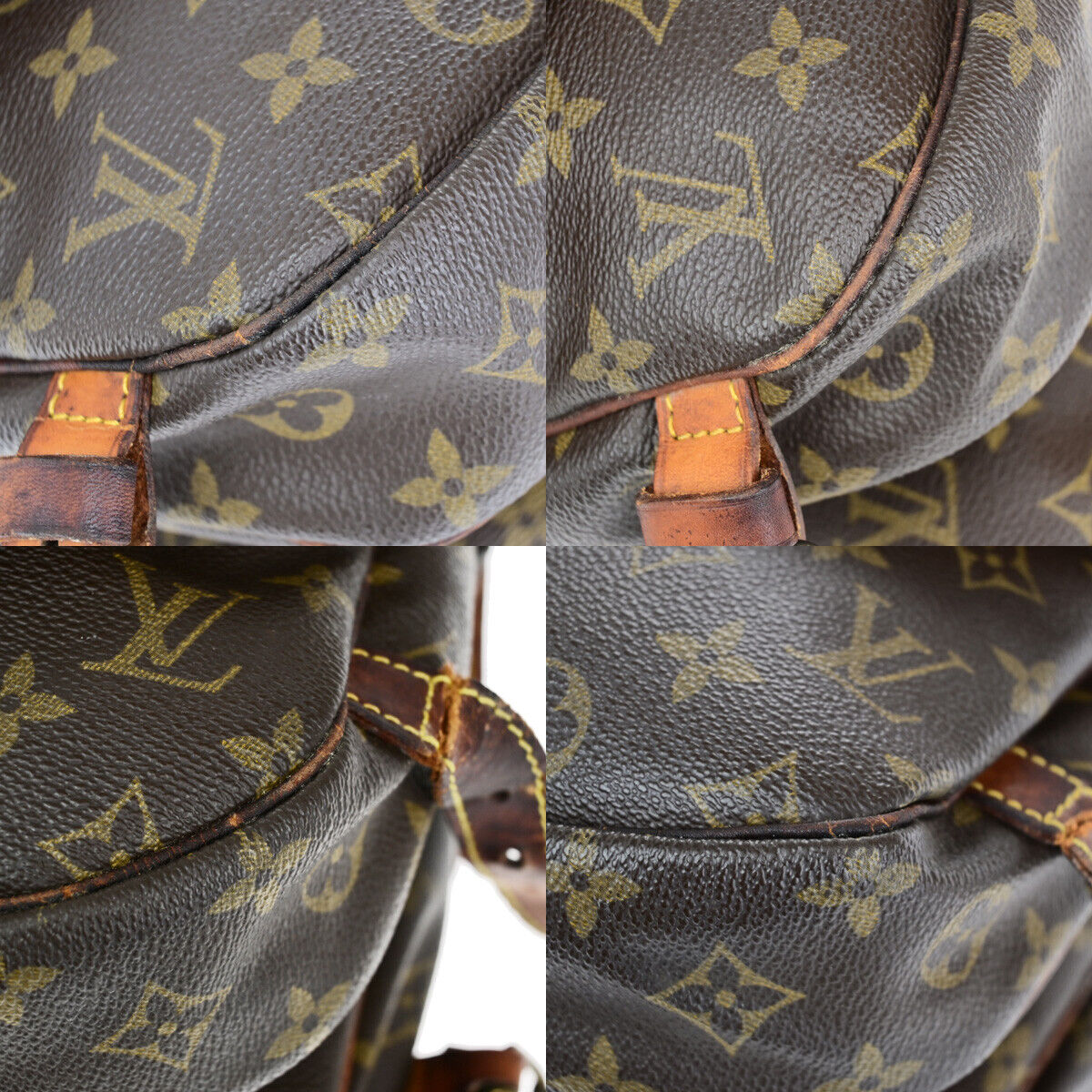 LOUIS VUITTON Logo Saumur 30 Shoulder Bag Monogram Leather Brown M42256 09YE885