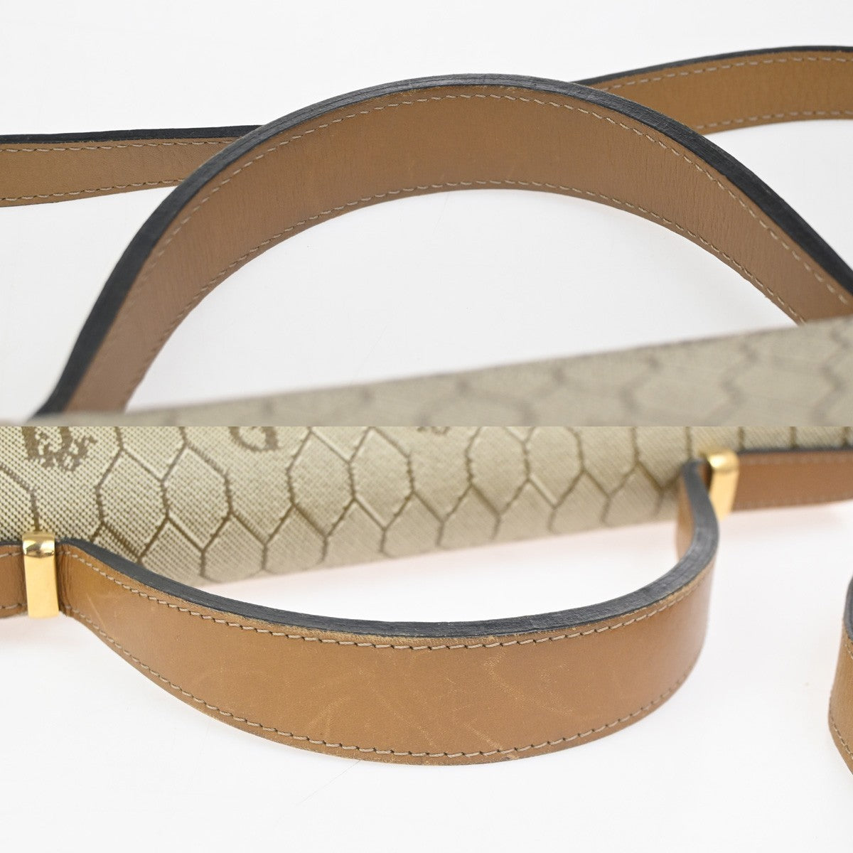 CHRISTIAN DIOR Honeycomb 2Way Shoulder Hand Bag PVC Leather GHW Beige BN 30RL870