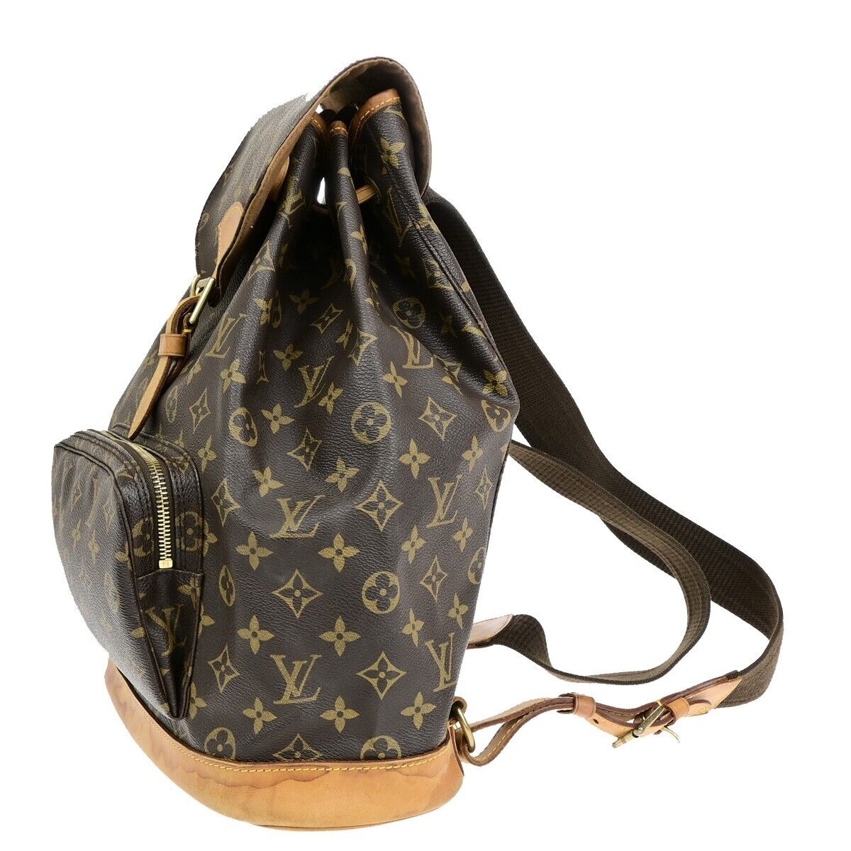 LOUIS VUITTON Montsouris GM Backpack Bag Monogram Leather Brown M51135 10EB746