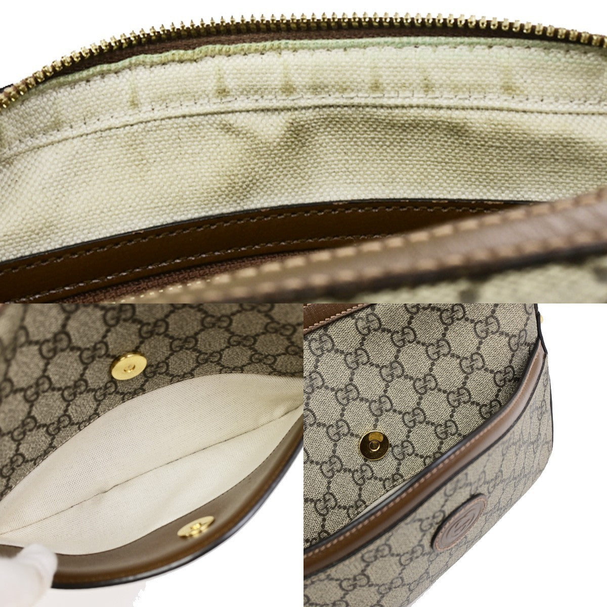 GUCCI GG Pattern Crossbody Shoulder Bag Supreme Leather Brown GHW Italy 96YJ268
