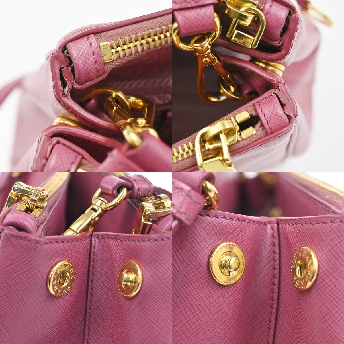 PRADA Galleria 2Way Shoulder Hand Bag Saffiano Leather Pink Italy 11CA830