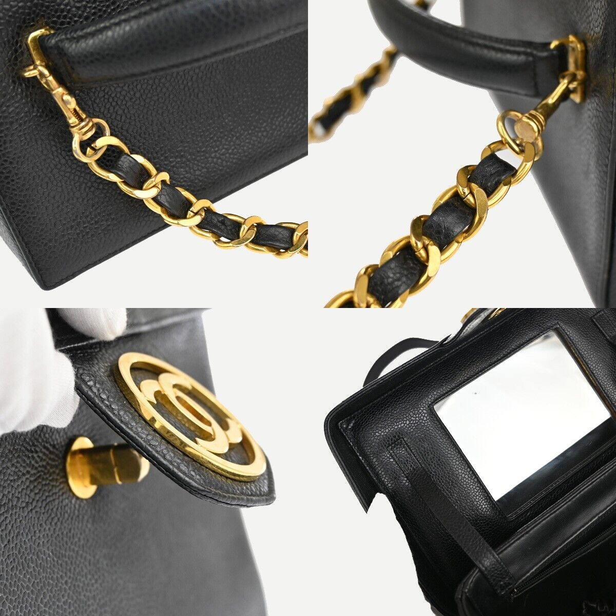CHANEL CC Logo 2Way Vanity Shoulder Hand Bag Caviar Skin Leather BK GHW 620RJ692