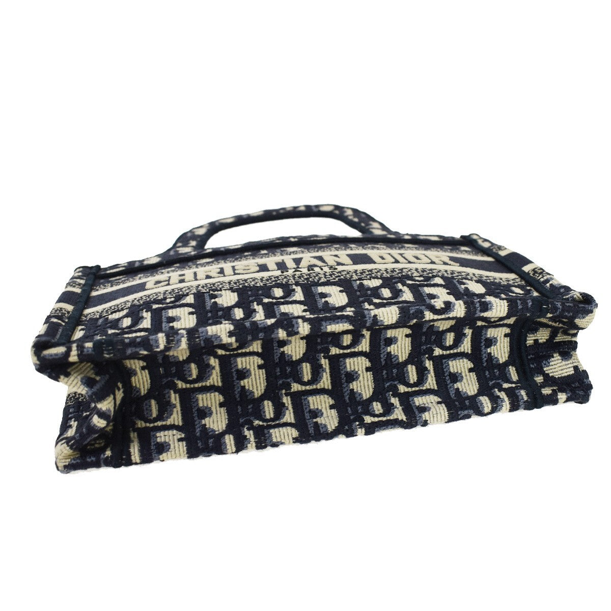 CHRISTIAN DIOR Logo OBLIQUE Mini Hand Bag Canvas Navy Blue Italy 373LC335