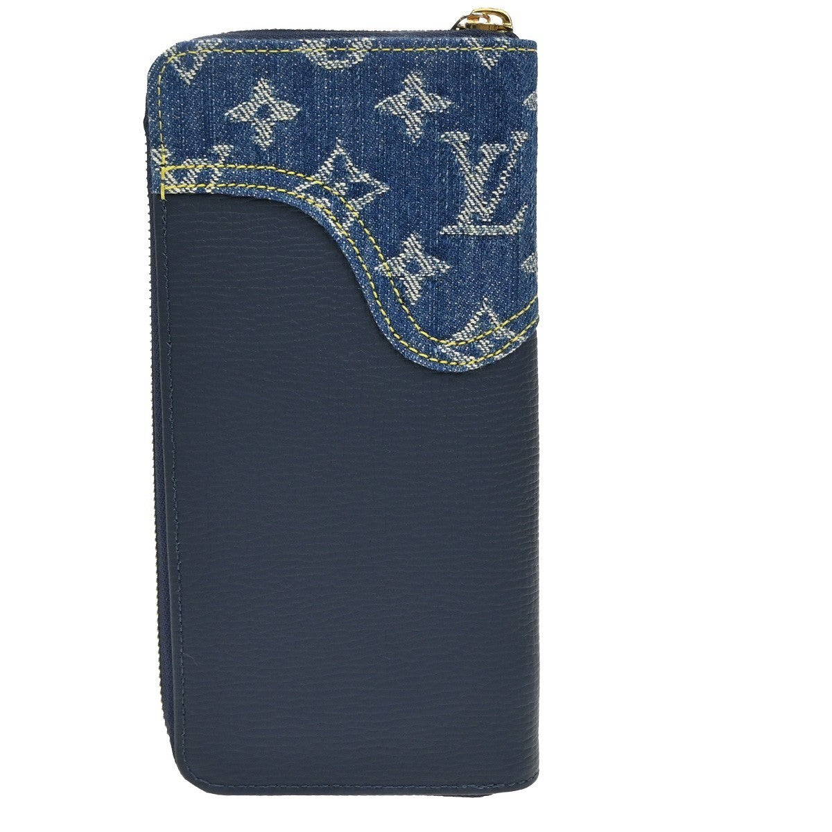 LOUIS VUITTON NIGO Zippy Wallet Vertical Monogram Denim Blue M81107 46RL483
