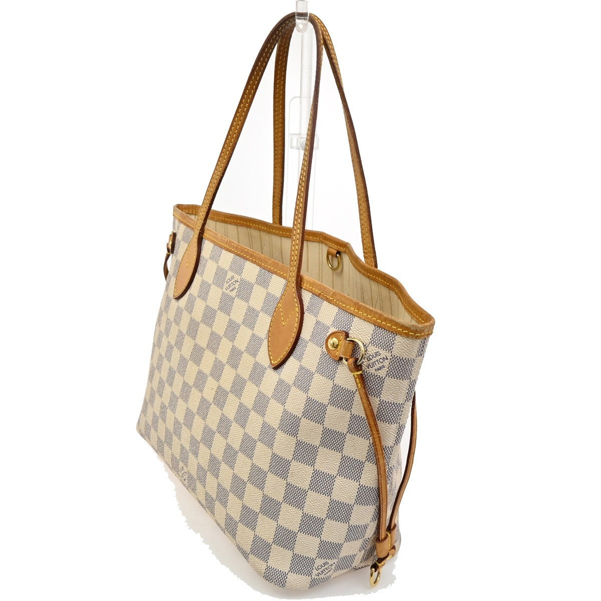 LOUIS VUITTON Neverfull PM Shoulder Tote Bag Damier Azur Leather N51110 93TA255