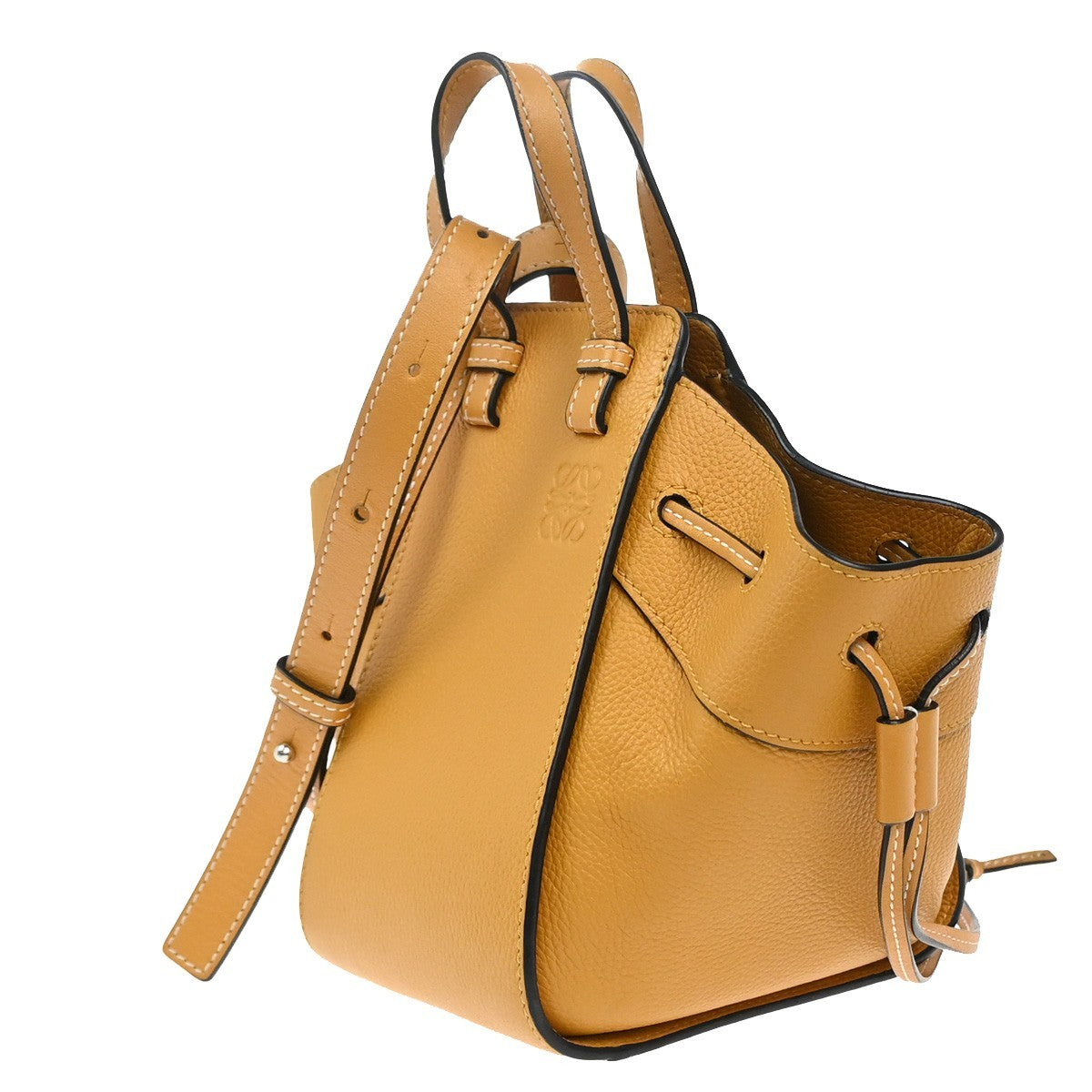 LOEWE Hammock Mini Drawstring 2Way Shoulder Hand Bag Leather Orange 667RP133