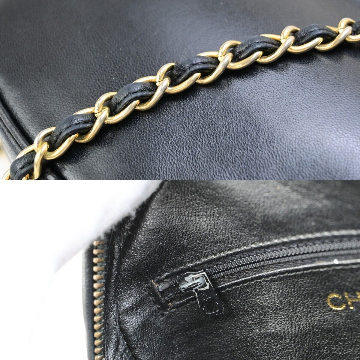 CHANEL CC Logo Tassel Chain Mini Shoulder Bag Leather Black GHW Vintage 395RK720