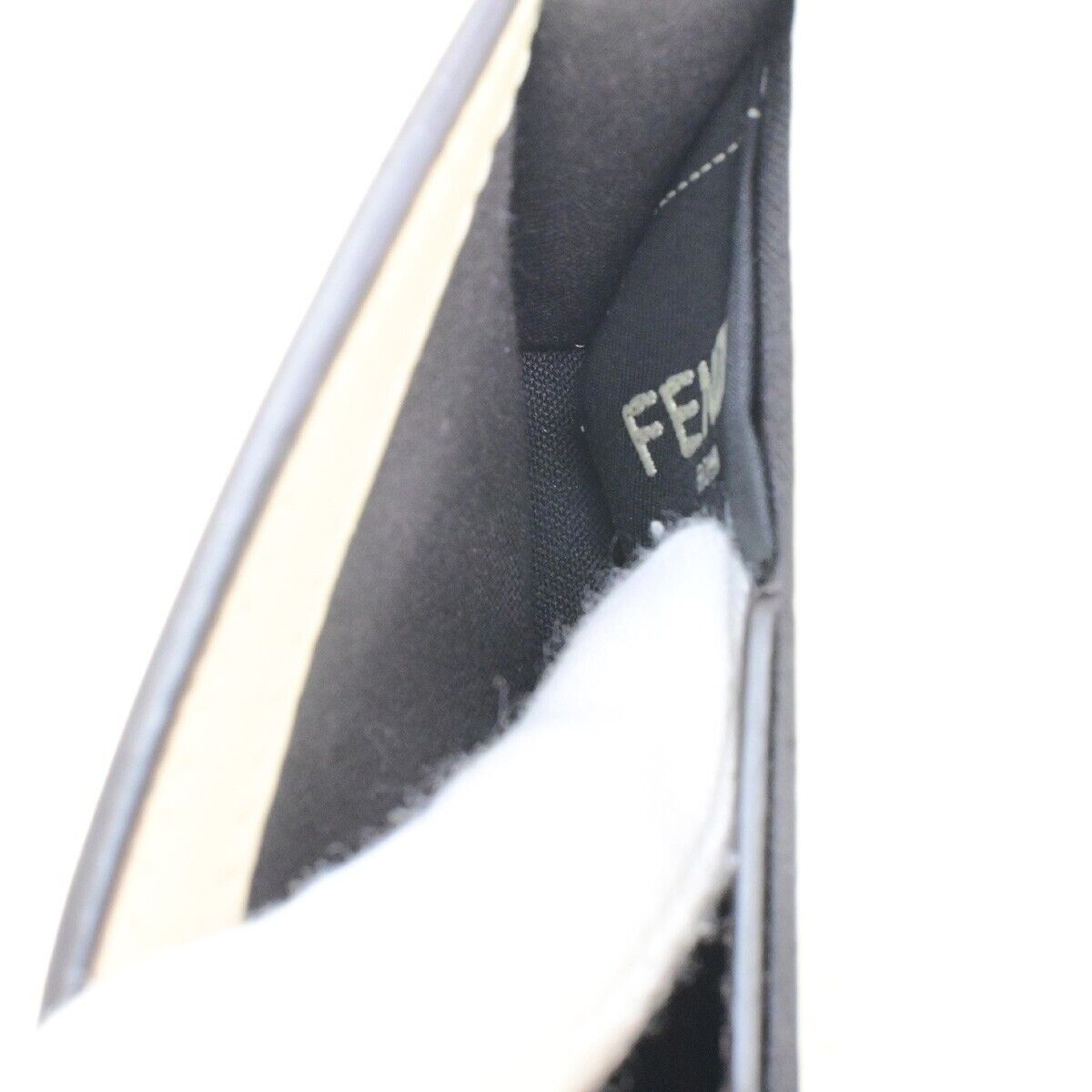 FENDI Logo Mini Flat Baguette Shoulder Bag Wallet Leather White 7M0311 89ED465