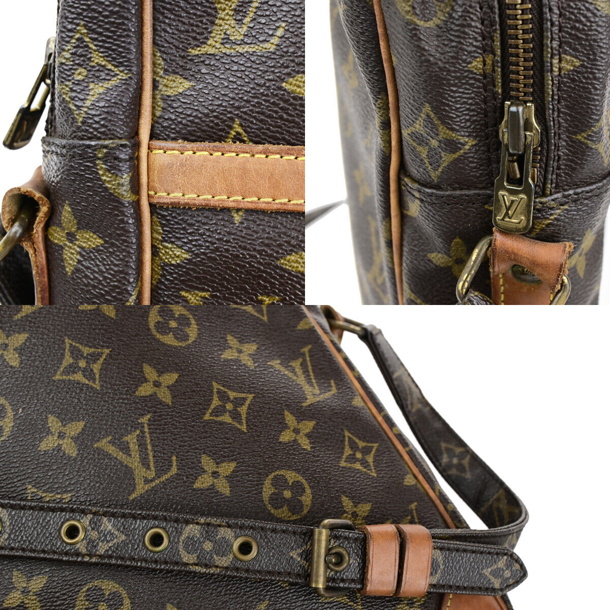 LOUIS VUITTON Logo Danube MM Shoulder Bag Monogram Leather Brown M45264 38SJ492