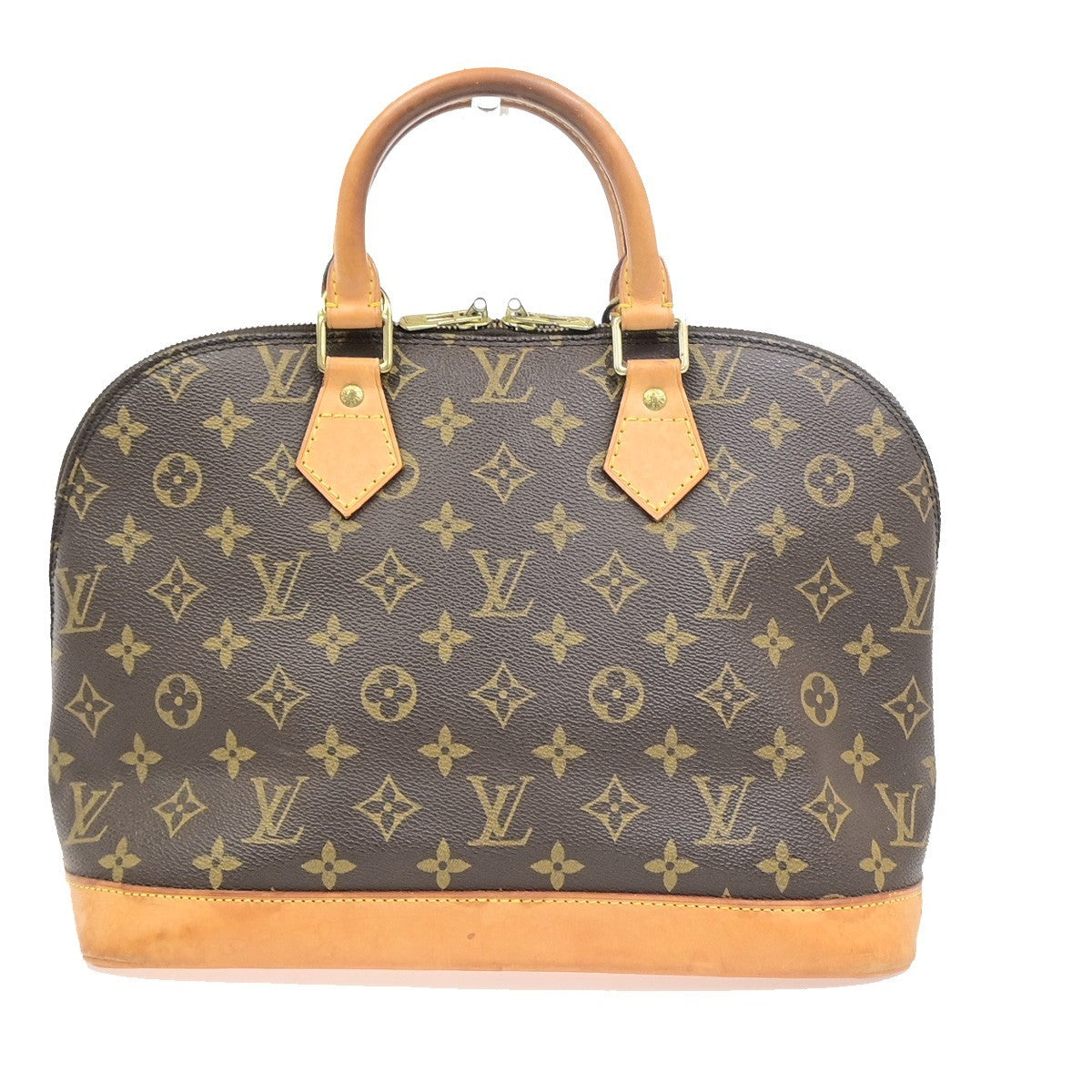 LOUIS VUITTON LV Logo Alma Hand Bag Monogram Leather Brown France M51130 85PA103