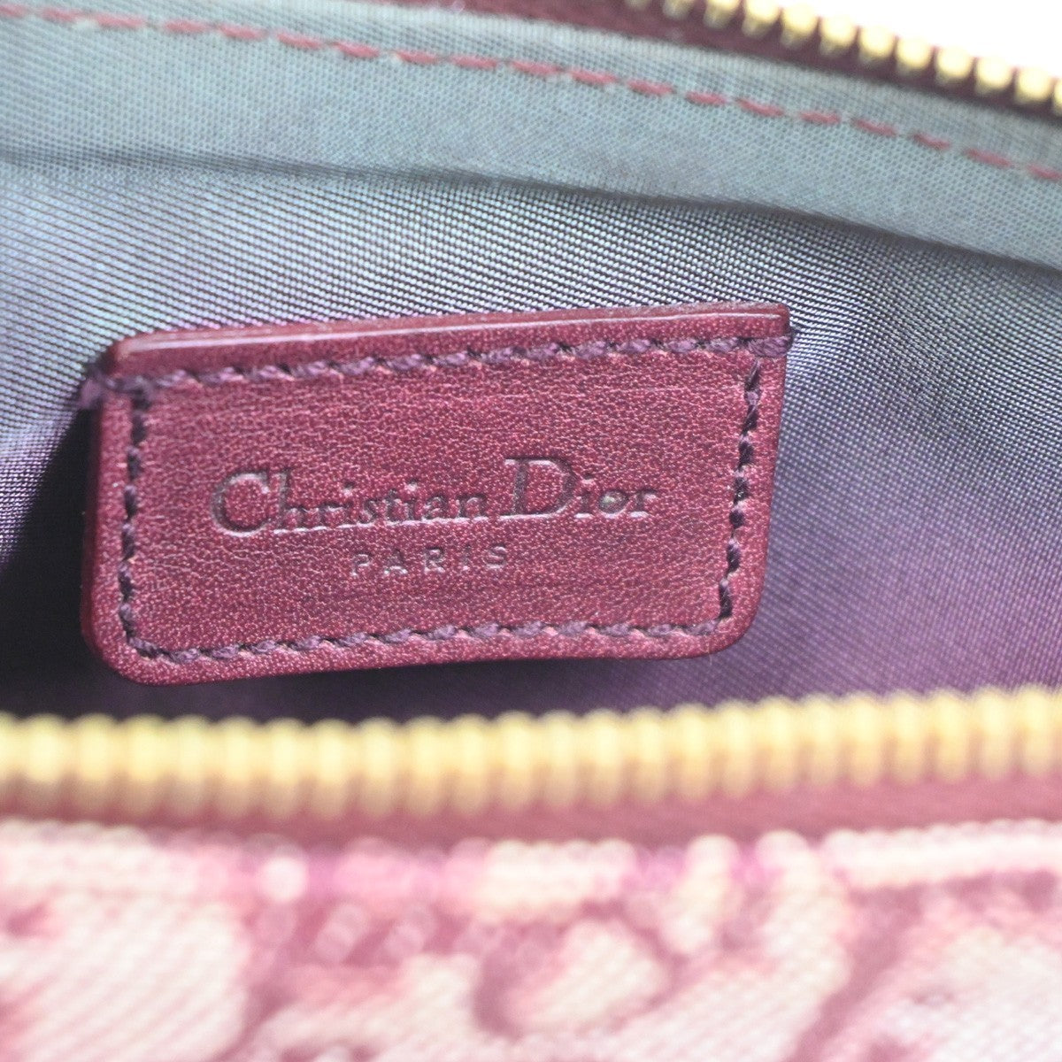 CHRISTIAN DIOR Trotter Pattern Saddle Shoulder Bag Canvas Leather Red 93ZA152