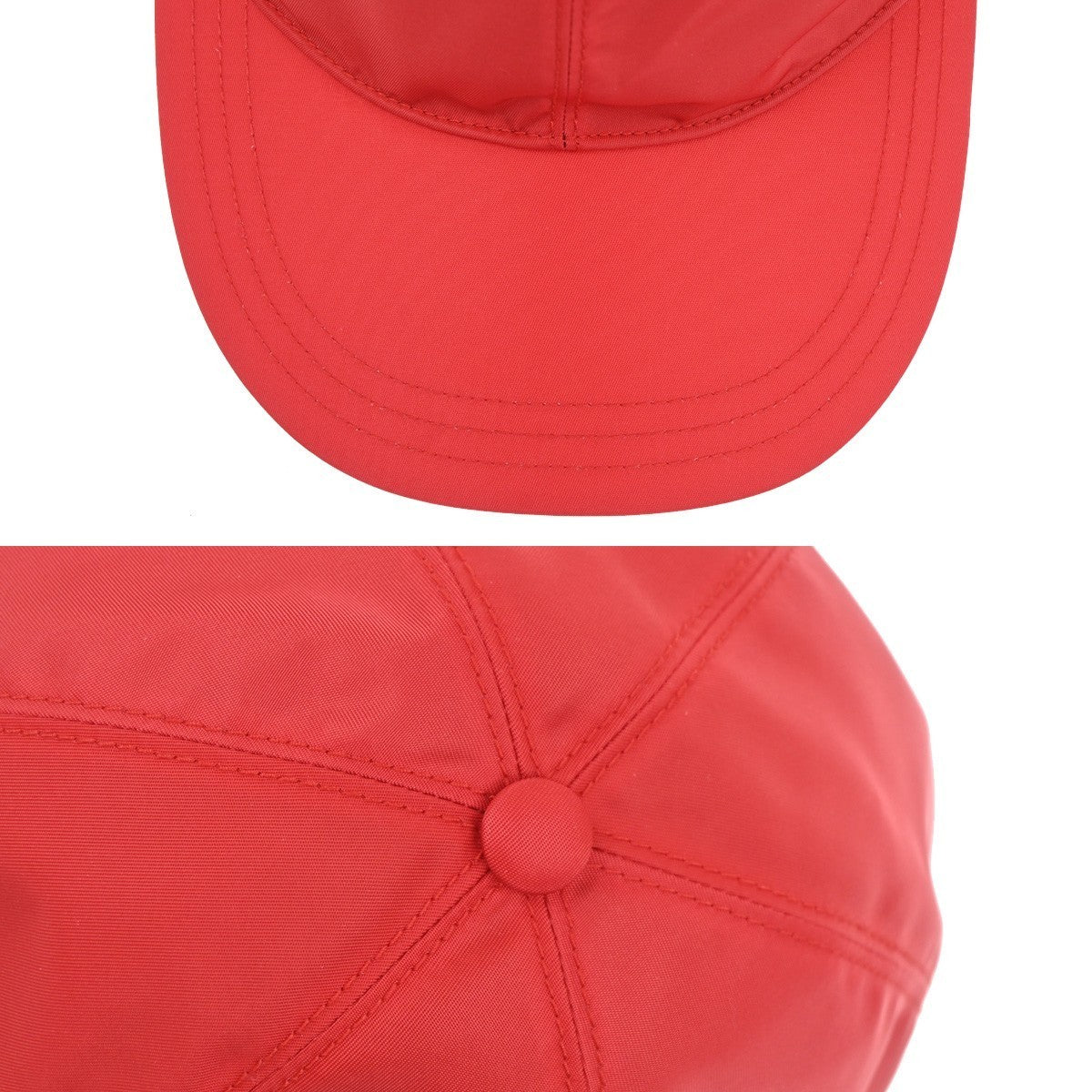 PRADA Plate Logo Baseball Cap #M 58 Re-Nylon leather Red 34RL618