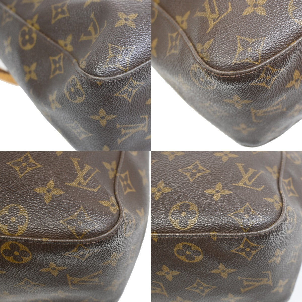 LOUIS VUITTON Logo Looping GM Shoulder Bag Monogram Leather Brown M51145 30FB573