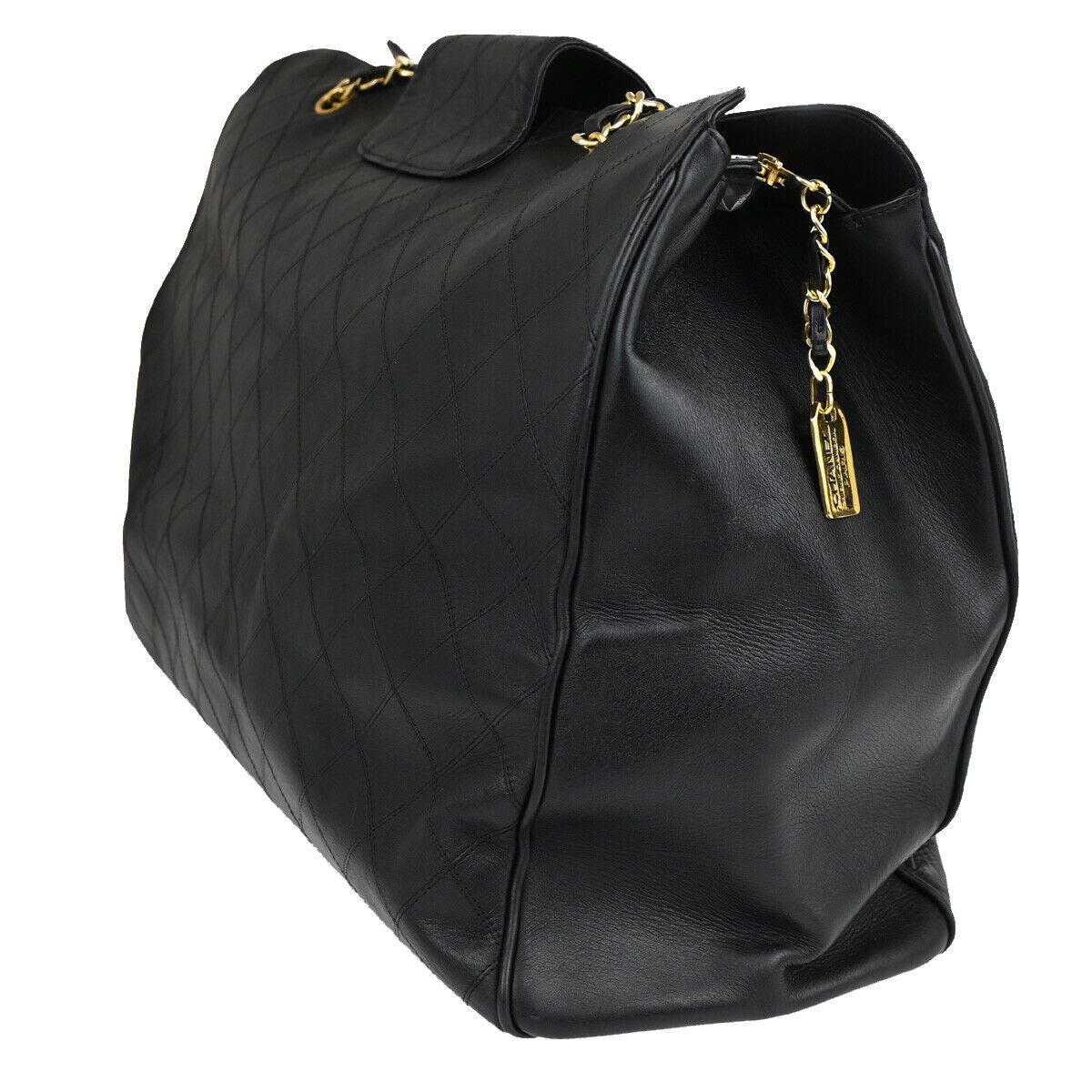 CHANEL CC Logo Bicolore Chain Shoulder Bag Leather Black GHW Italy 767RJ726