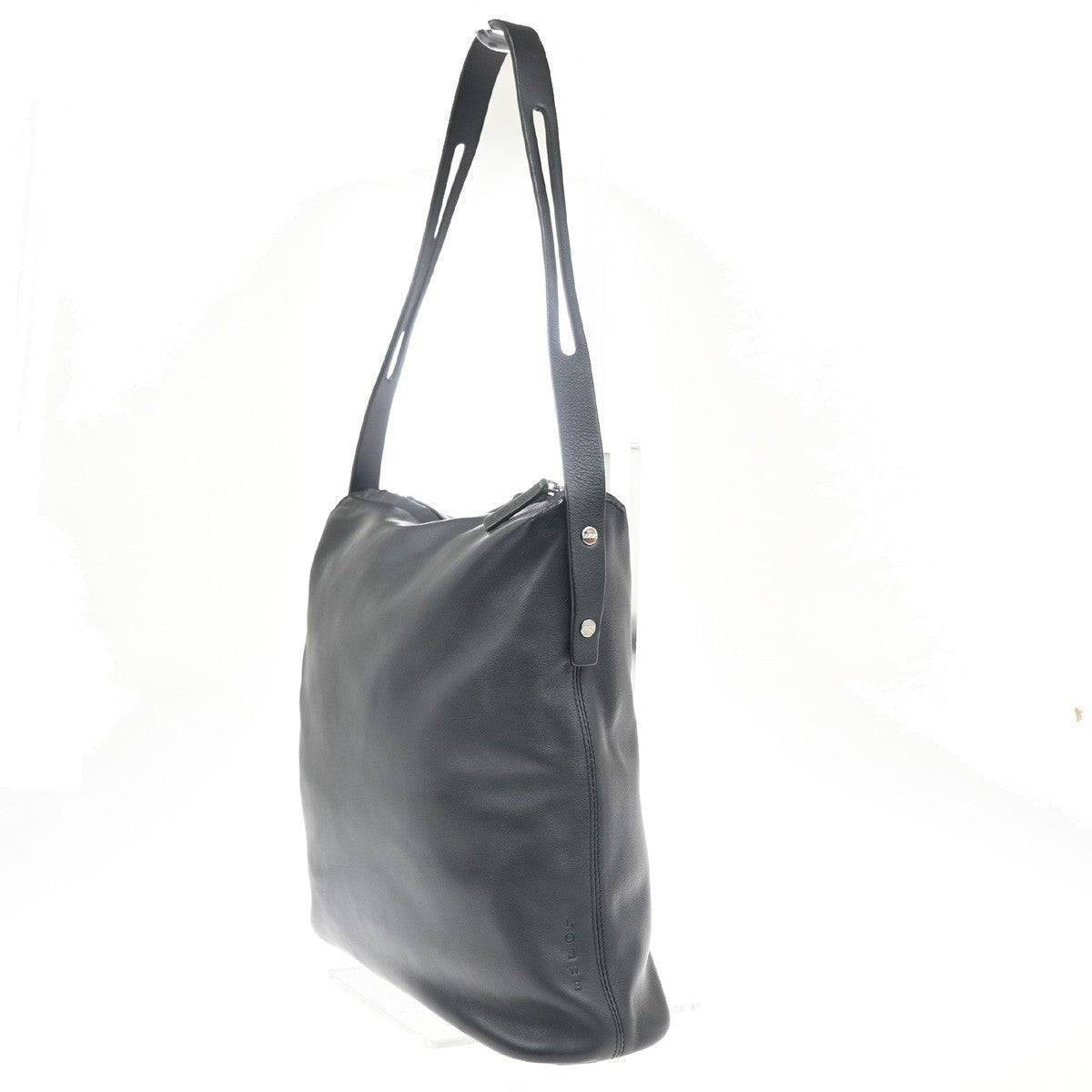 LOEWE Logo One Shoulder Hand Bag Nappa Leather Black SHW Spain 65MA400