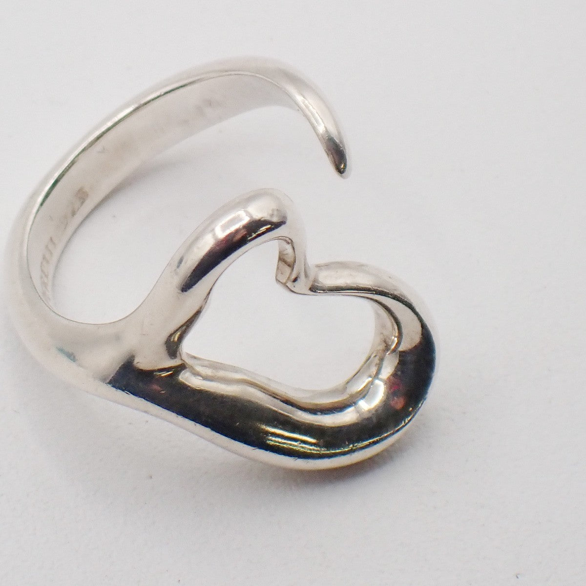 Tiffany & Co. Logo Open Heart  Elsa Peretti Ring US Size 6 Silver Ag 925 09KP564