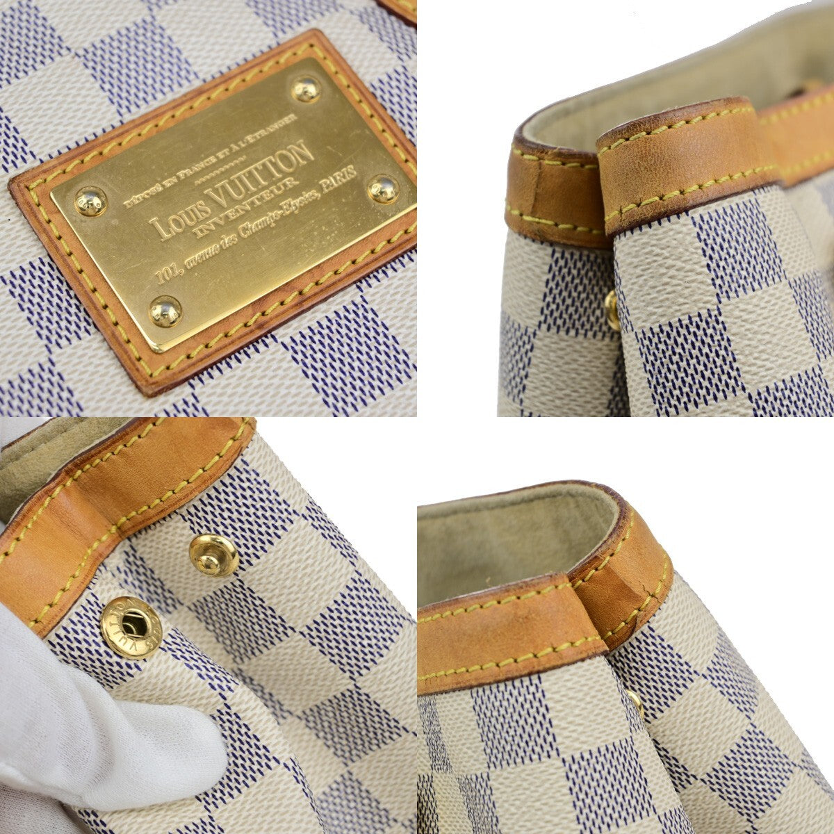 LOUIS VUITTON Hampstead PM Shoulder Bag Damier Azur Leather White N51207 82EC306