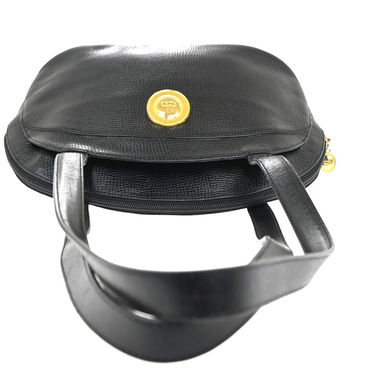 CHRISTIAN DIOR Logo Shoulder Bag Embossing Leather Black GHW France 35MA215
