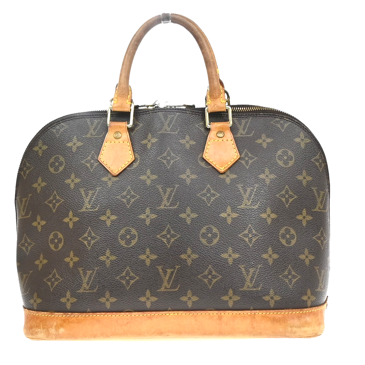 LOUIS VUITTON LV Logo Alma Hand Bag Monogram Leather Brown France M51130 87YJ204