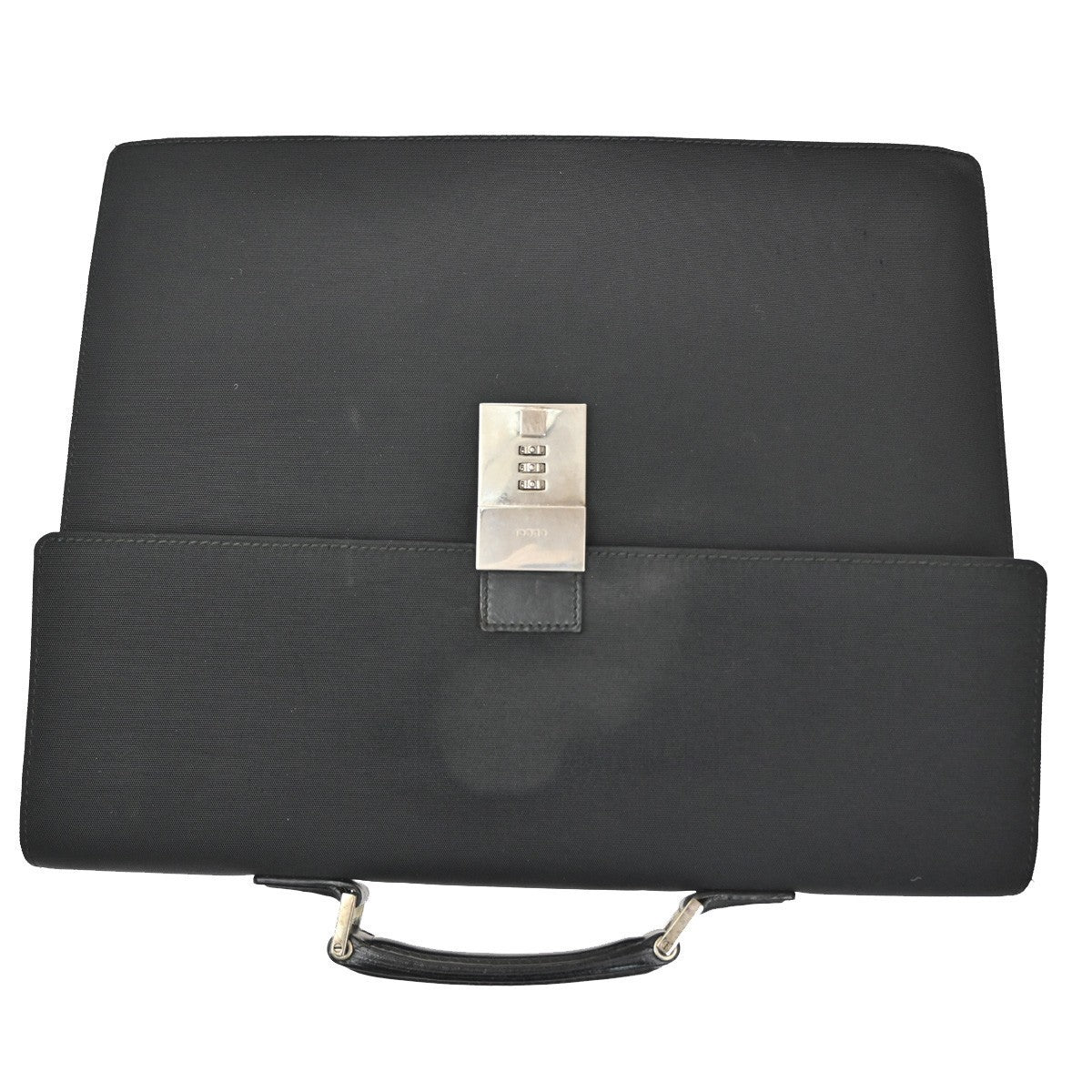 GUCCI LOGO  Top Handle Business Hand Bag Leather Black SHW Italy 09TA421