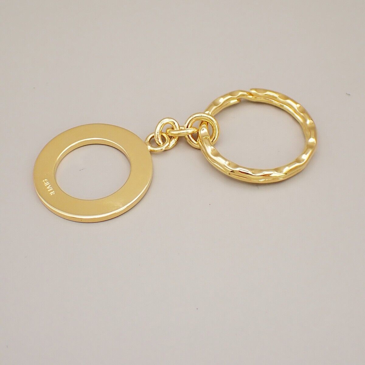 CELINE Logo Circle Ring Key Chain Gold Accessory 07KA376