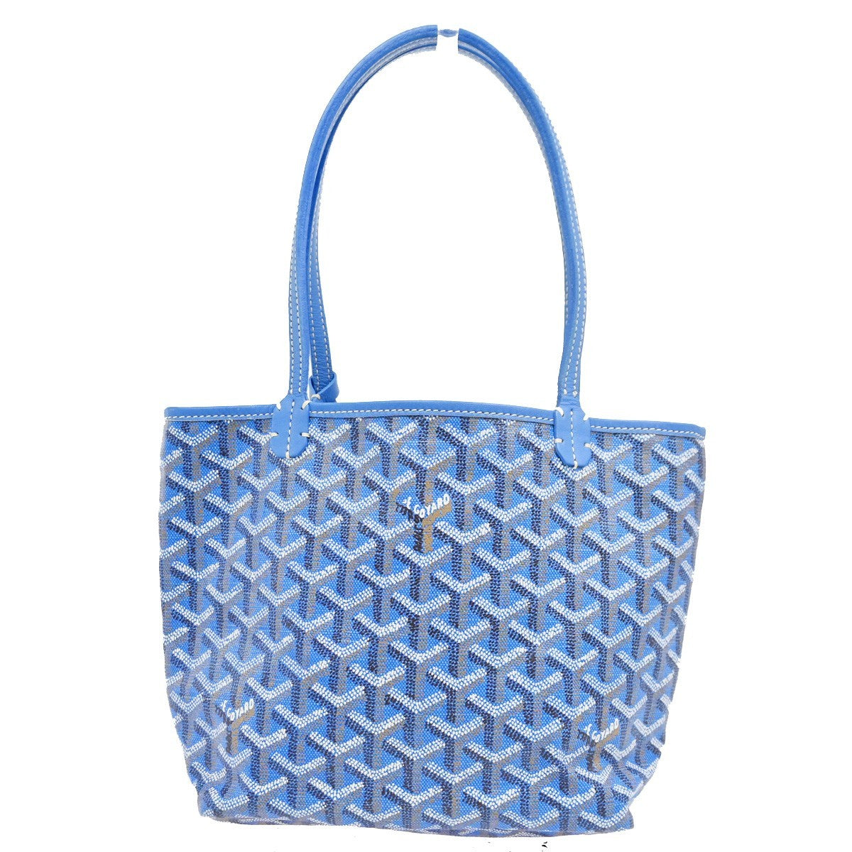GOYARD Anjou Mini  Shoulder Hand Tote Bag Pouch Blue Canvas Leather 654RL918