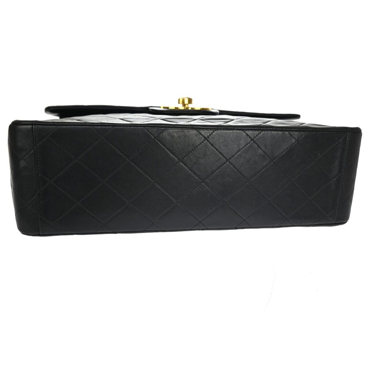 CHANEL CC Maxi Jumbo Matelasse 34 Chain Shoulder Bag Leather Black GHW 859RH997