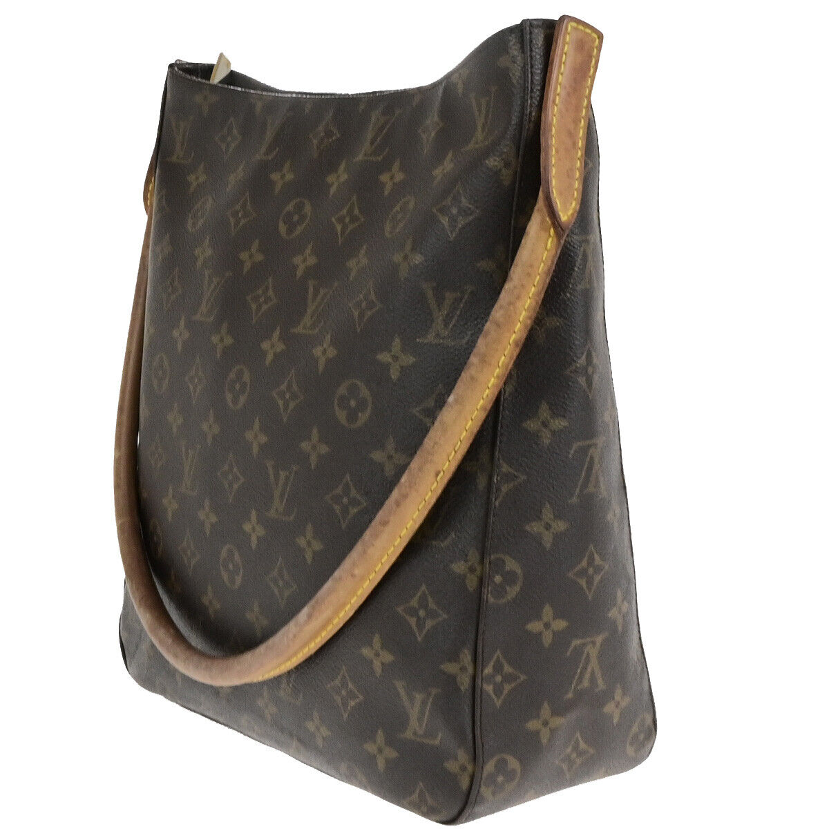 LOUIS VUITTON Logo Looping GM Shoulder Bag Monogram Leather Brown M51145 31SJ620