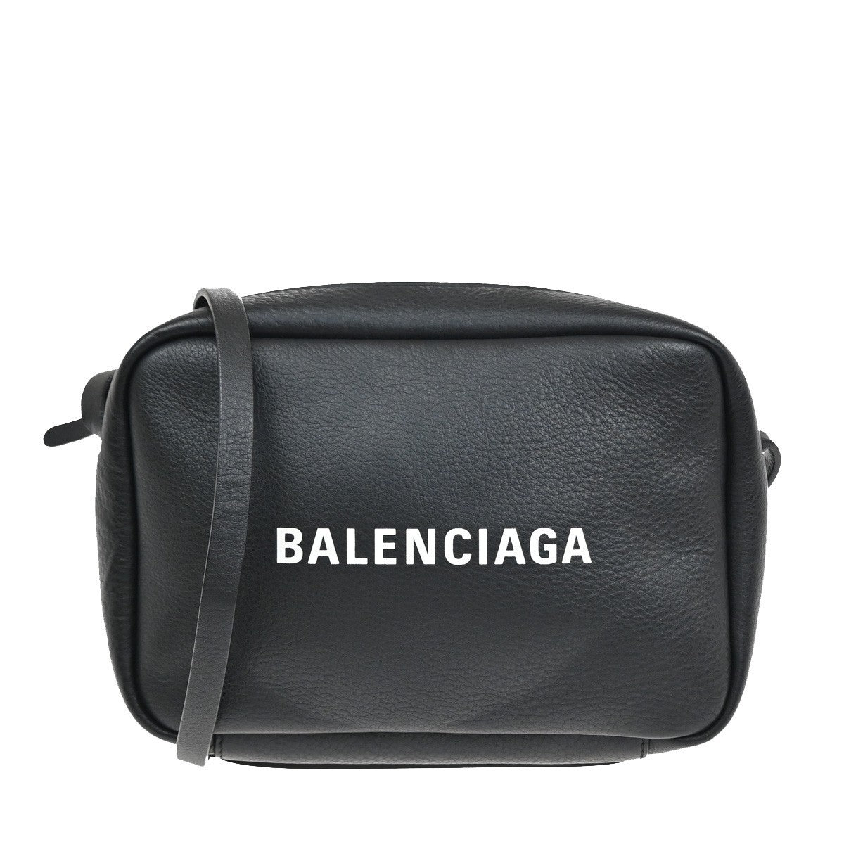 BALENCIAGA Logo Mini Shoulder Bag Hand Bag Leather Black Italy 77RF487