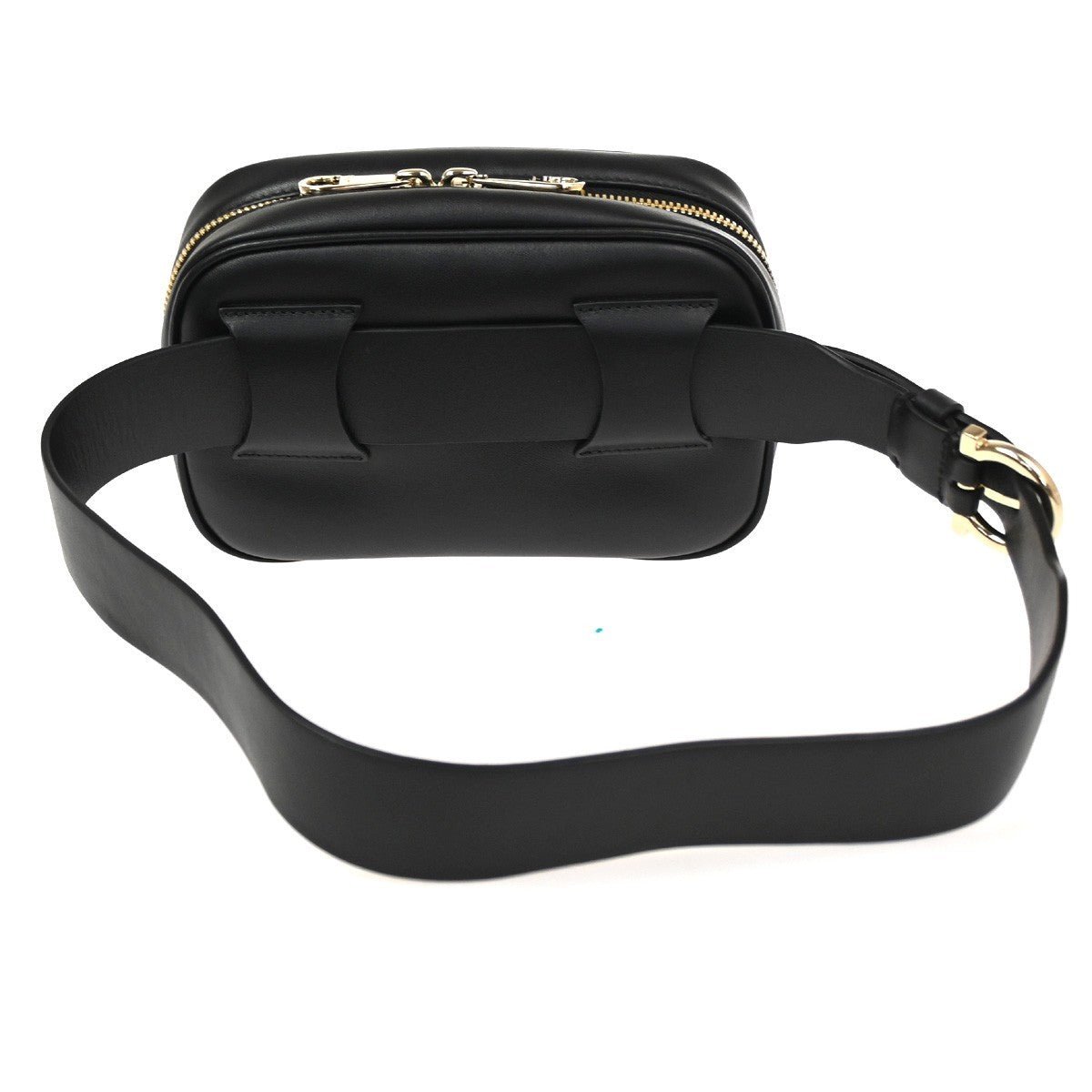 SALVATORE FERRAGAMO Gancini Mini Waist Bag Leather Black GHW Italy 85TA669