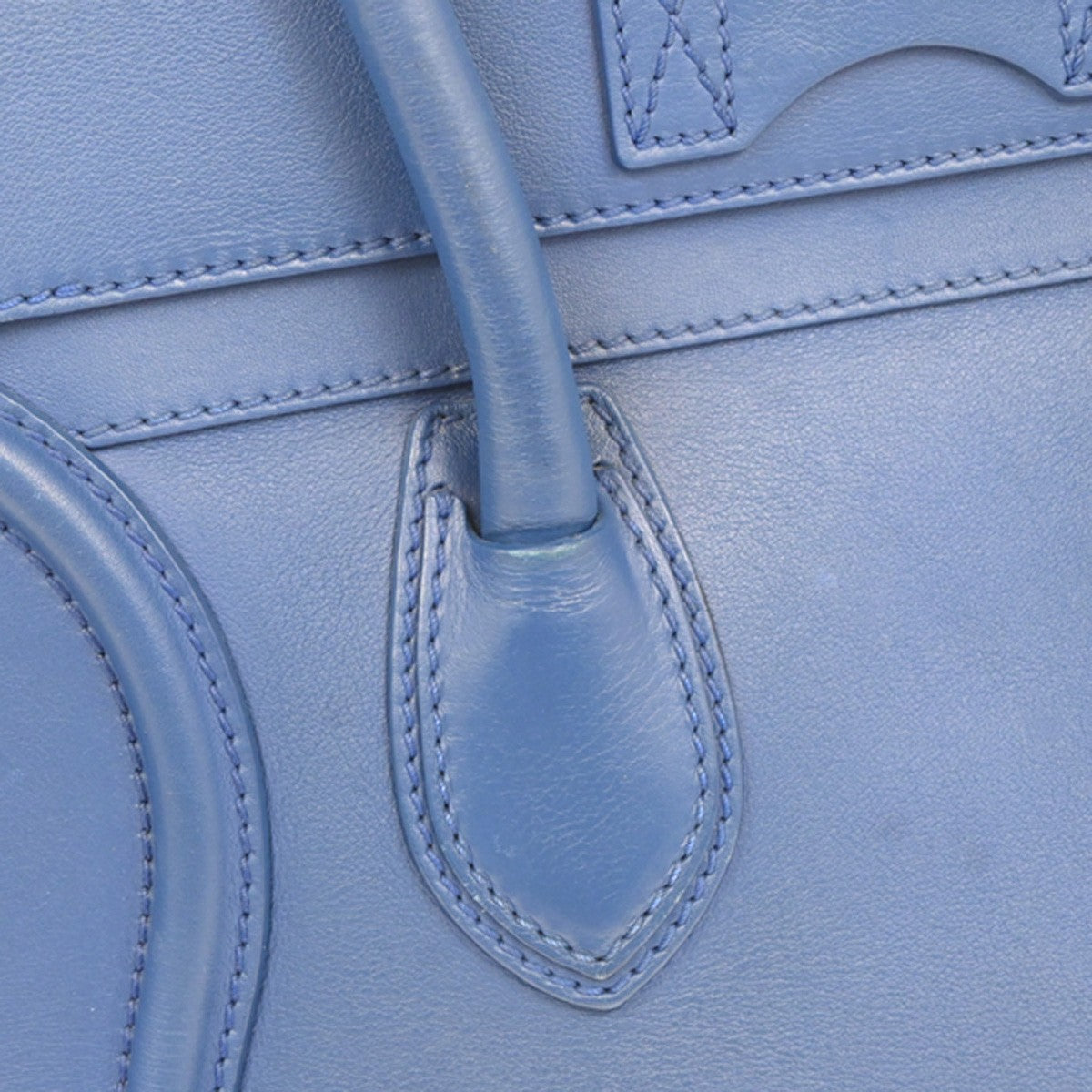 CELINE Luggage Mini Top Handle Tote Hand Bag Leather Blue GHW Italy 95RL900